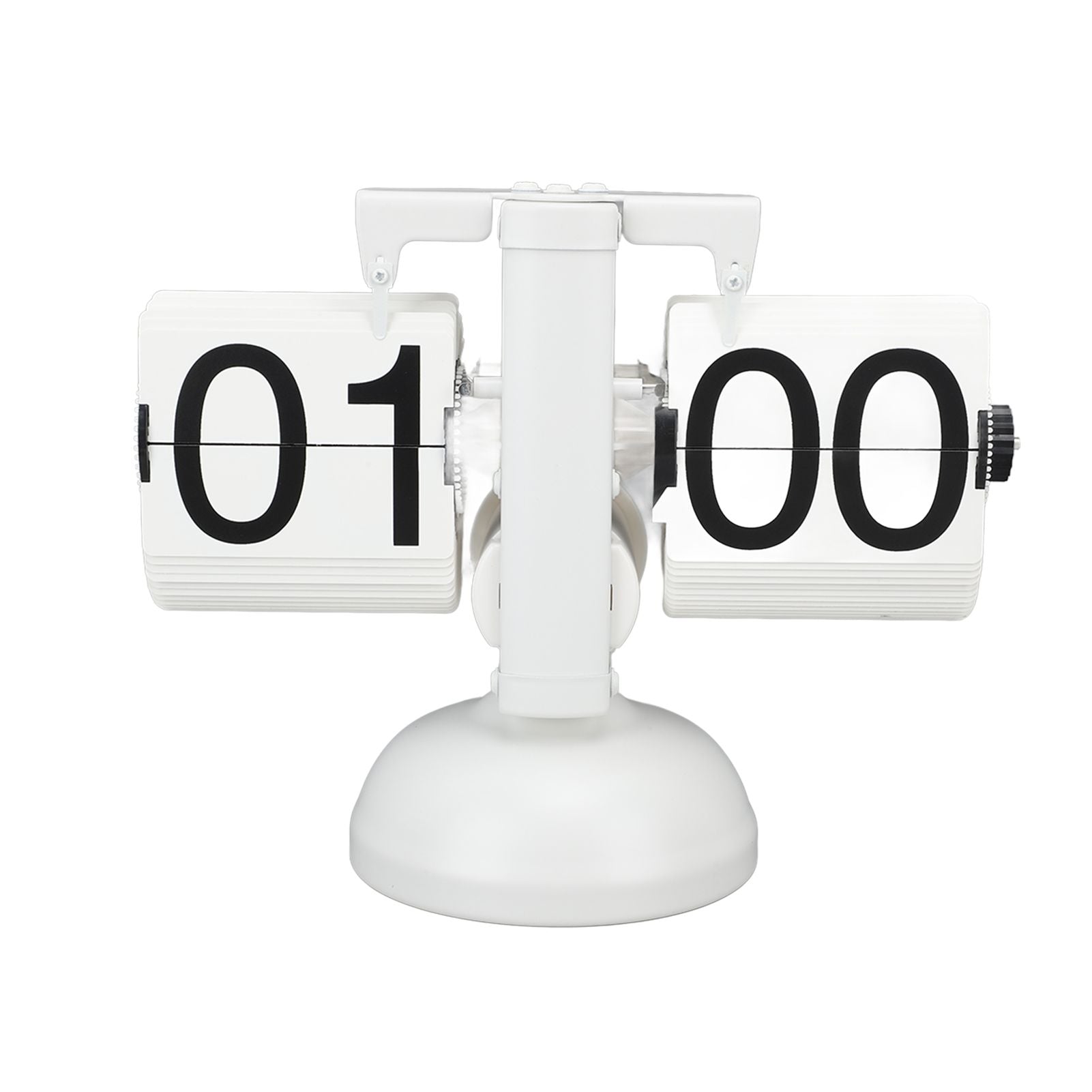 Flip Clock Large Number Battery Powered 304 Stainless Steel Tabletop Retro Flip Clock for Home Office 24 Hours All White
