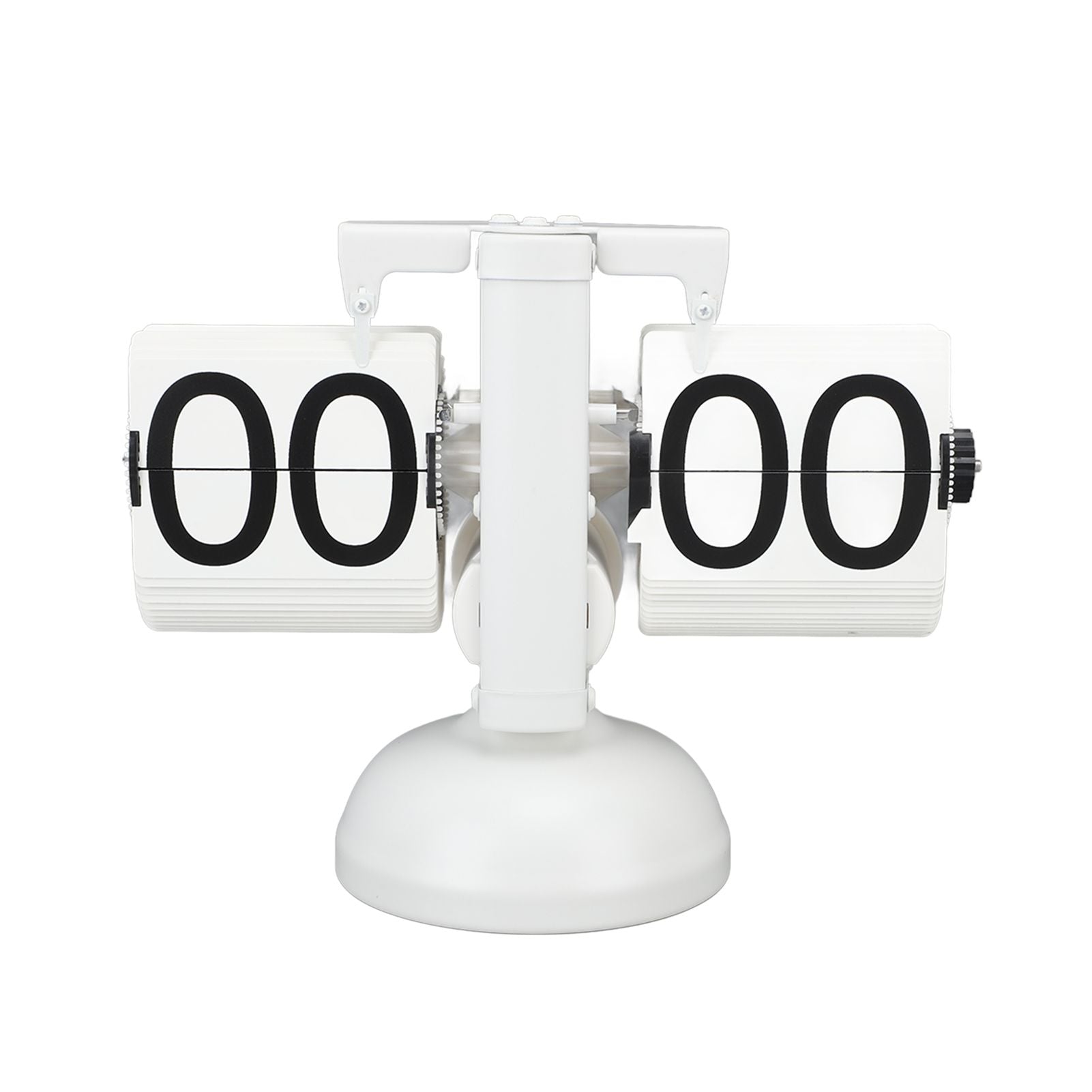 Flip Clock Large Number Battery Powered 304 Stainless Steel Tabletop Retro Flip Clock for Home Office 24 Hours All White