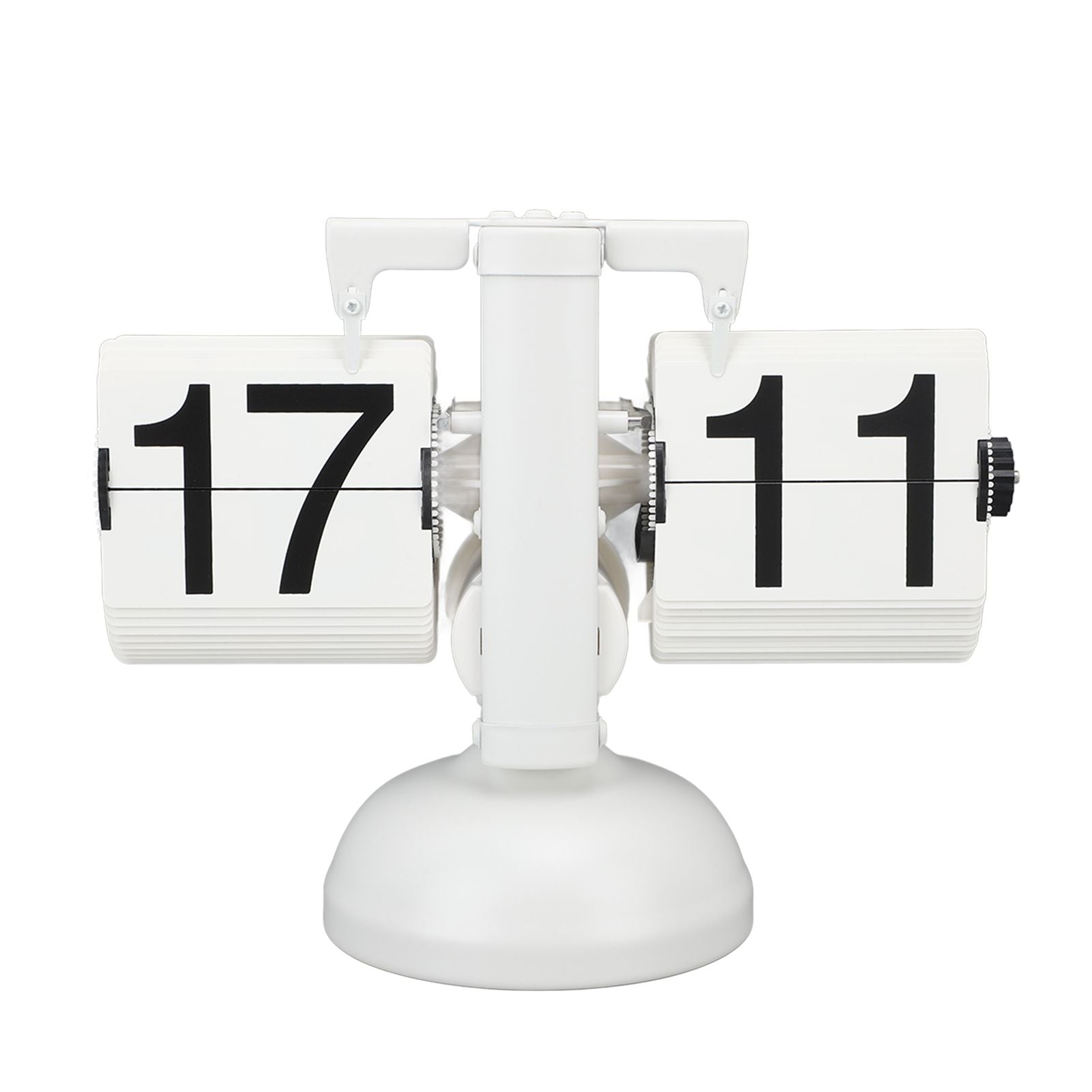 Flip Clock Large Number Battery Powered 304 Stainless Steel Tabletop Retro Flip Clock for Home Office 24 Hours All White