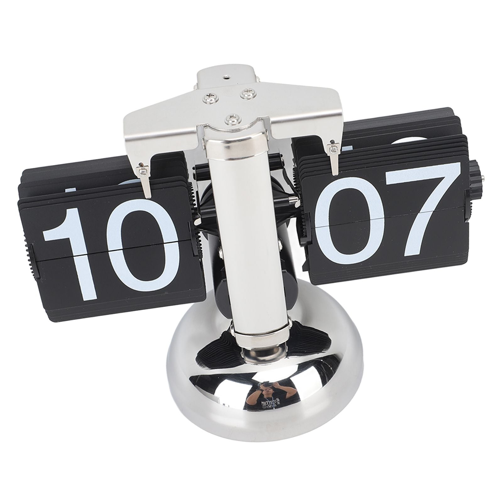 Flip Clock Large Number Battery Powered 304 Stainless Steel Tabletop Retro Flip Clock for Home Office 24 Hours Black Page