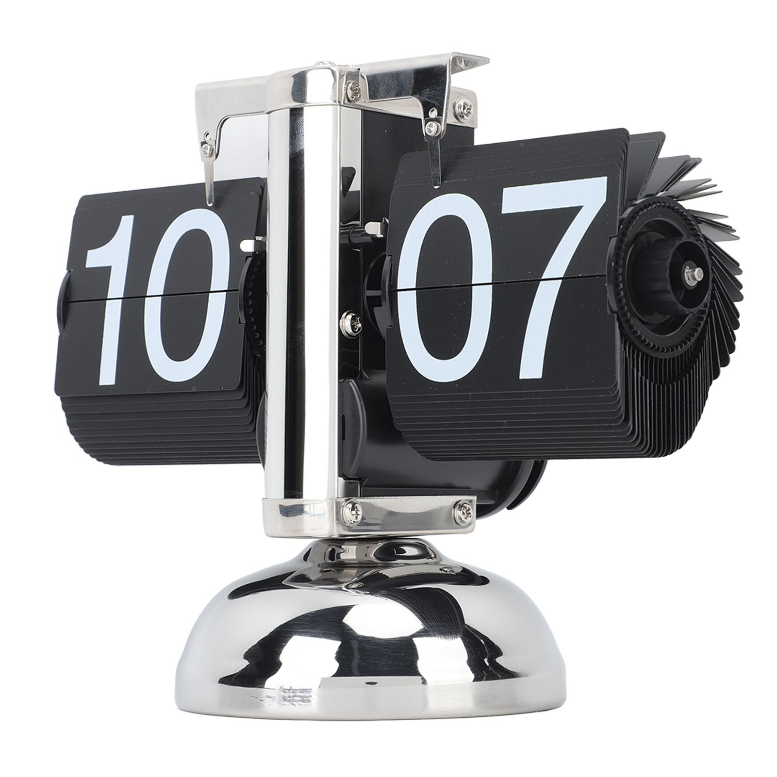 Flip Clock Large Number Battery Powered 304 Stainless Steel Tabletop Retro Flip Clock for Home Office 24 Hours Black Page