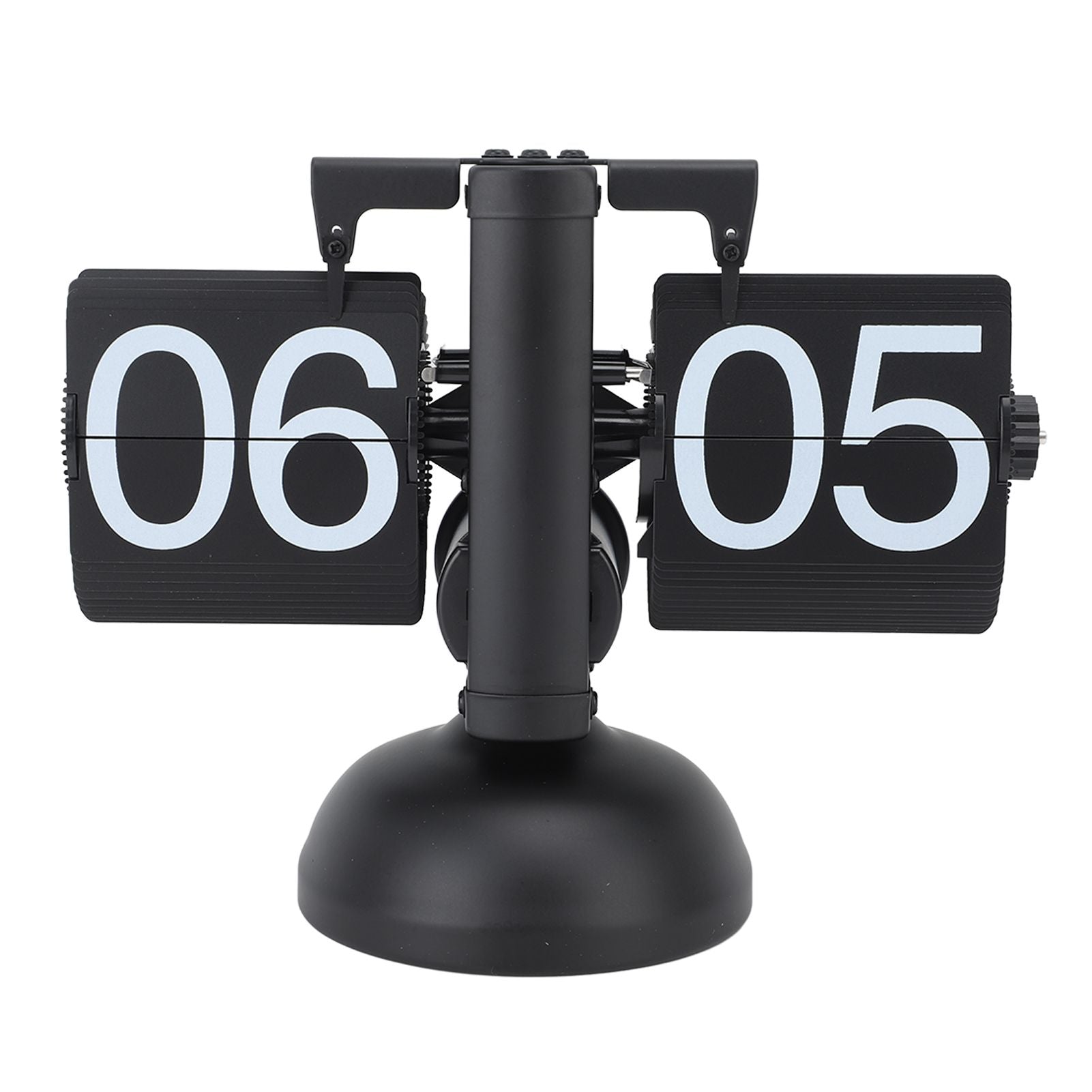 Flip Clock Large Number Battery Powered 304 Stainless Steel Tabletop Retro Flip Clock for Home Office 24 Hours All Black