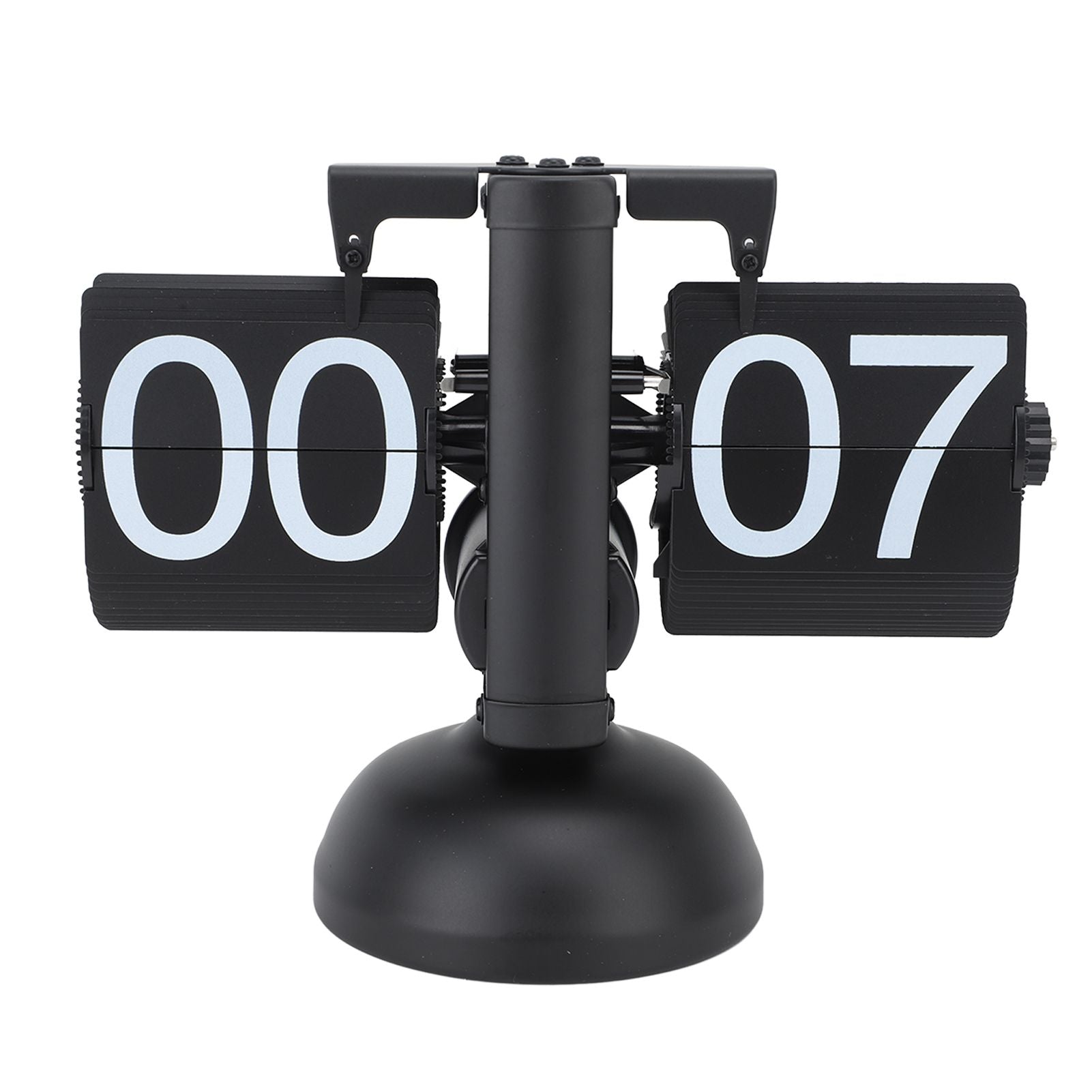 Flip Clock Large Number Battery Powered 304 Stainless Steel Tabletop Retro Flip Clock for Home Office 24 Hours All Black