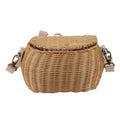 Kids Bike Basket Simple Lid Design Adjustable Strap Light Sturdy Kids Rattan Basket for Cycling School Travel