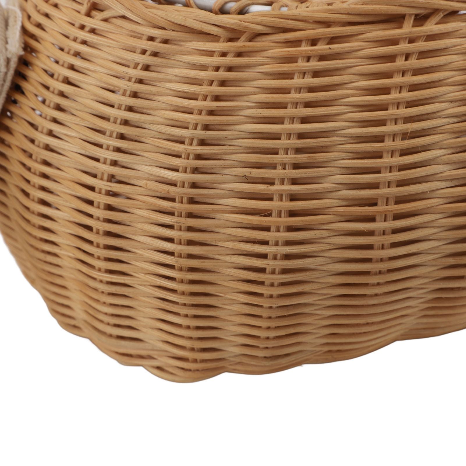 Kids Bike Basket Simple Lid Design Adjustable Strap Light Sturdy Kids Rattan Basket for Cycling School Travel
