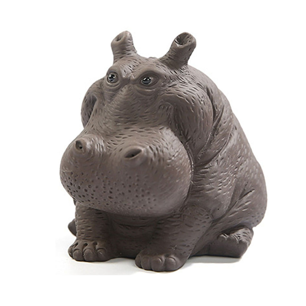 Hippo Figurine Purple Clay Ceramic Tea Pet Sculpture Hippo Statue Desktop Ornament for Tea Set Accessories Home Tea Tray Decor