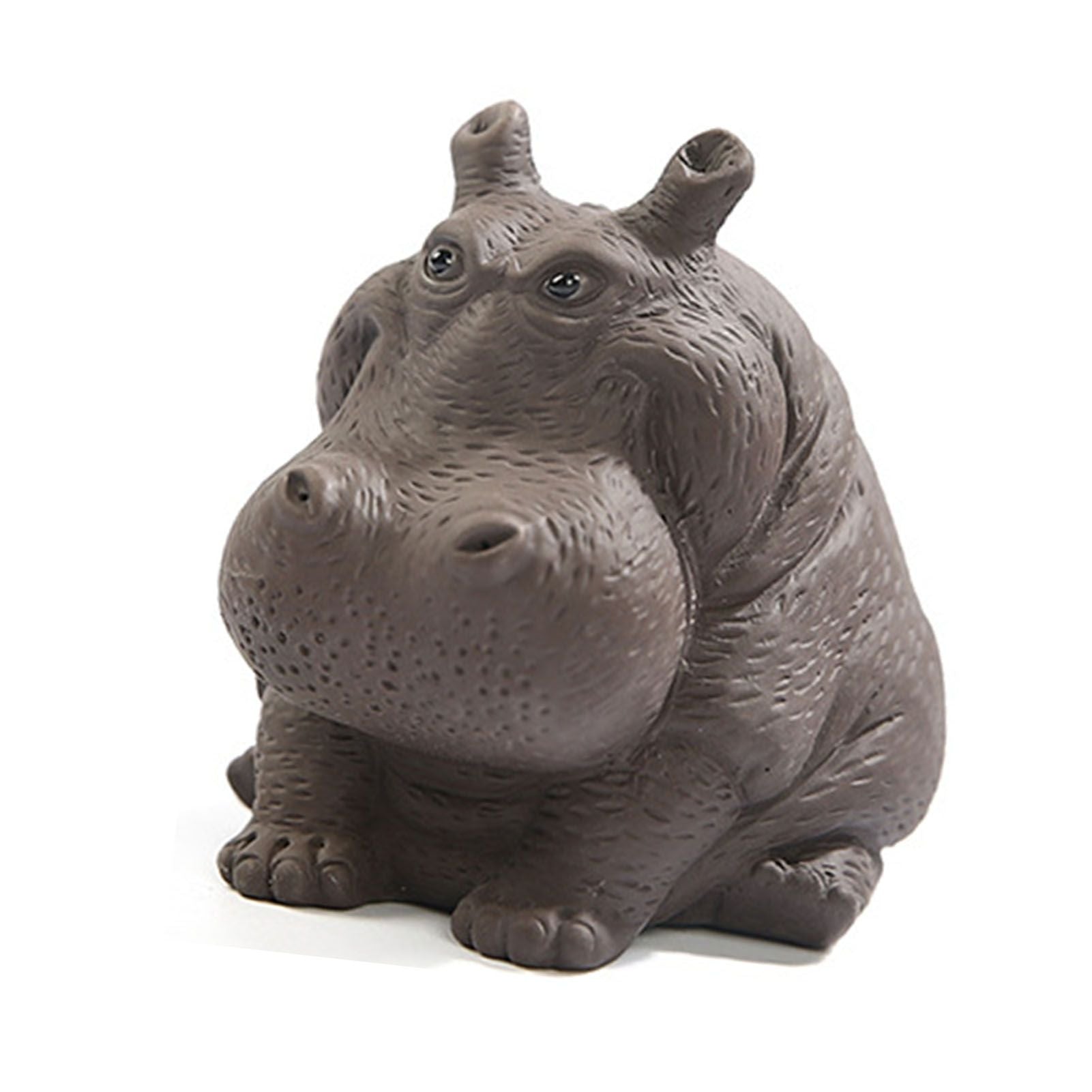 Hippo Figurine Purple Clay Ceramic Tea Pet Sculpture Hippo Statue Desktop Ornament for Tea Set Accessories Home Tea Tray Decor