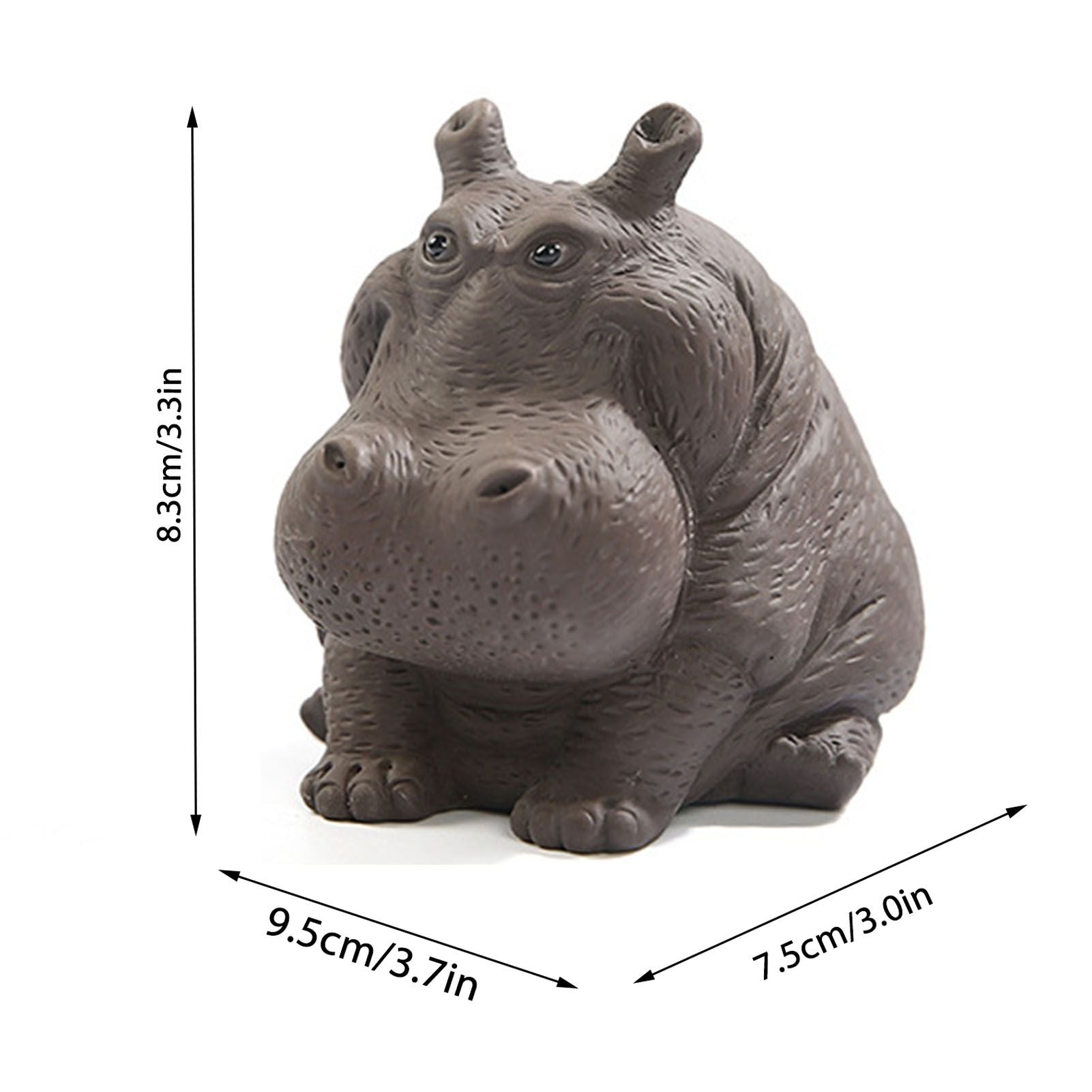 Hippo Figurine Purple Clay Ceramic Tea Pet Sculpture Hippo Statue Desktop Ornament for Tea Set Accessories Home Tea Tray Decor