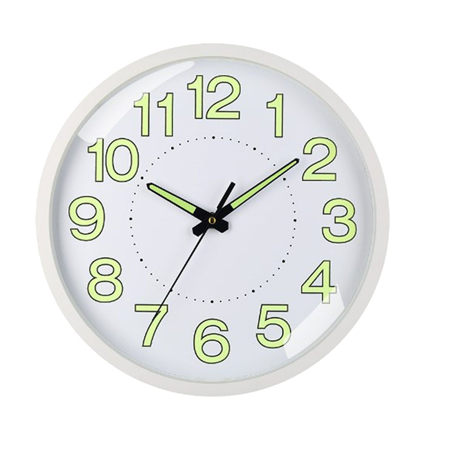 Silent Quartz Clock Plastic Wall Mounted Luminous Quiet for Living Room Bedroom 12in 30cm White Frame
