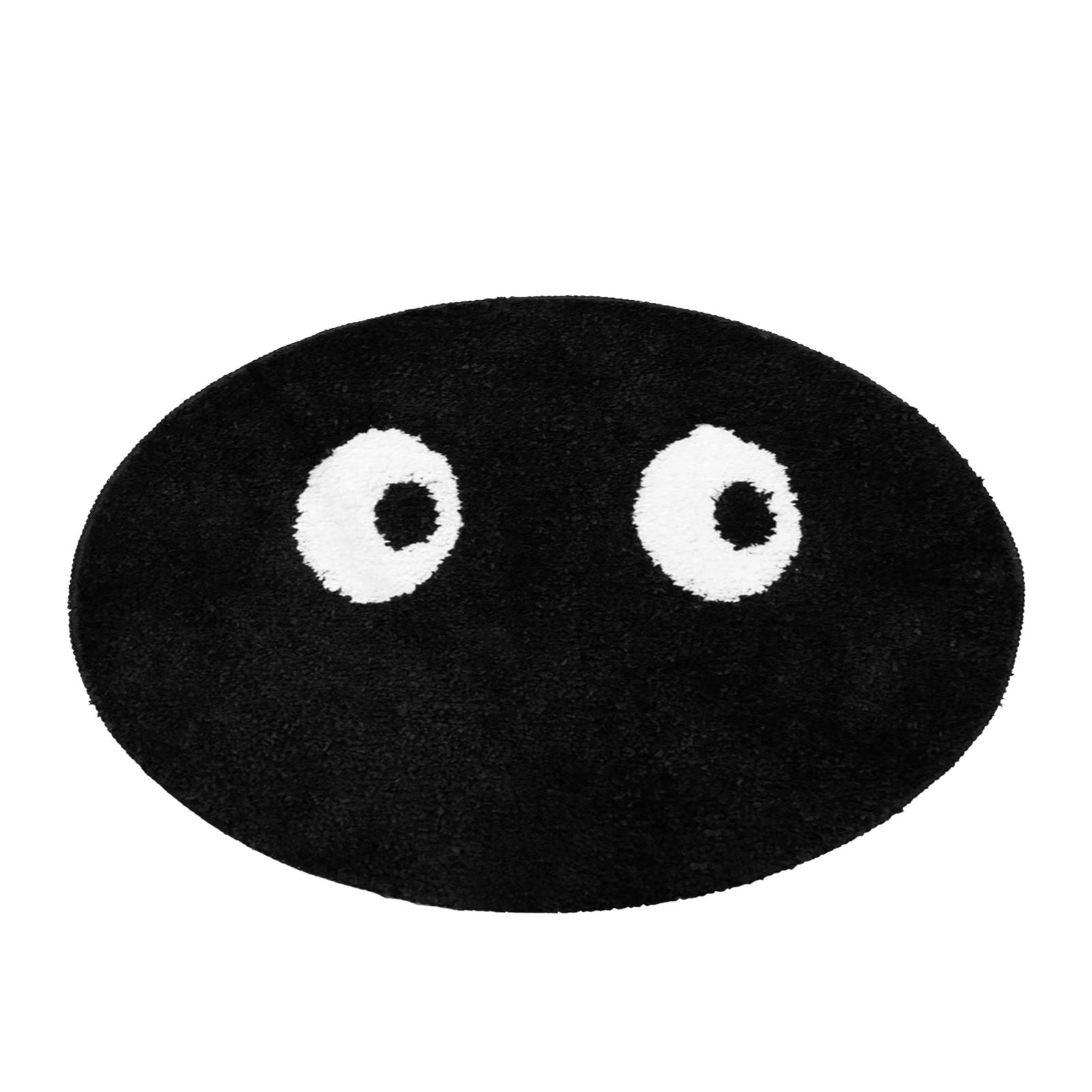 Round Rug Cute Black Face Rug Soft Flocking Carpet Skid Resistant Rug for Bedroom Bathroom Living Room 80x80cm / 31.5x31.5in