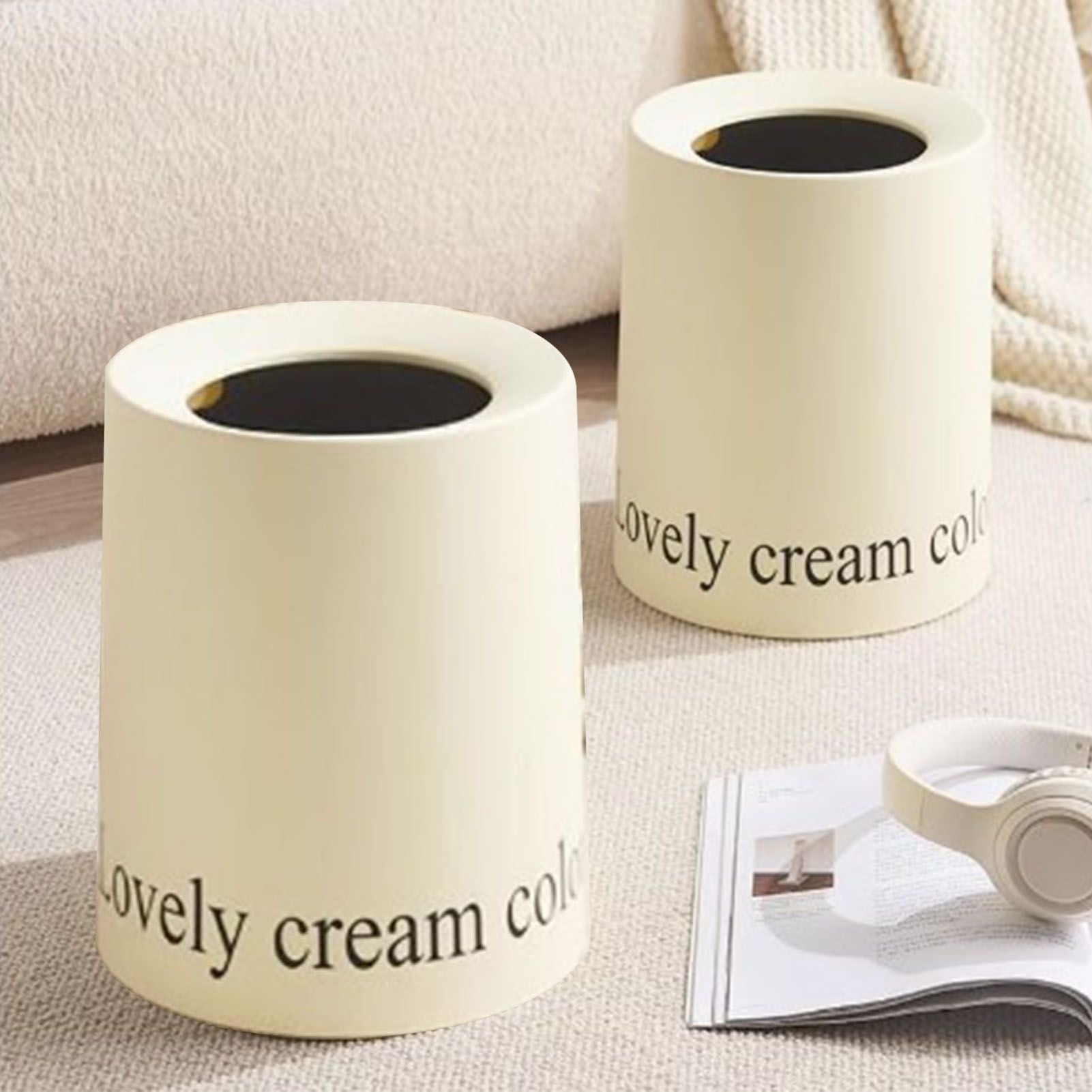 Living Room Trash Can Modern Minimalism Large Capacity Round Waste Basket for Home