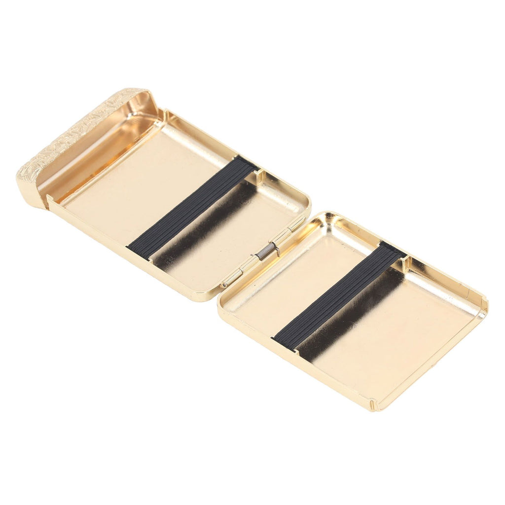 Retro Metal Cigarette Case Box 16 Capacity 3 Open Cigarette Case for Women Men Vintage Relief Pattern Gold
