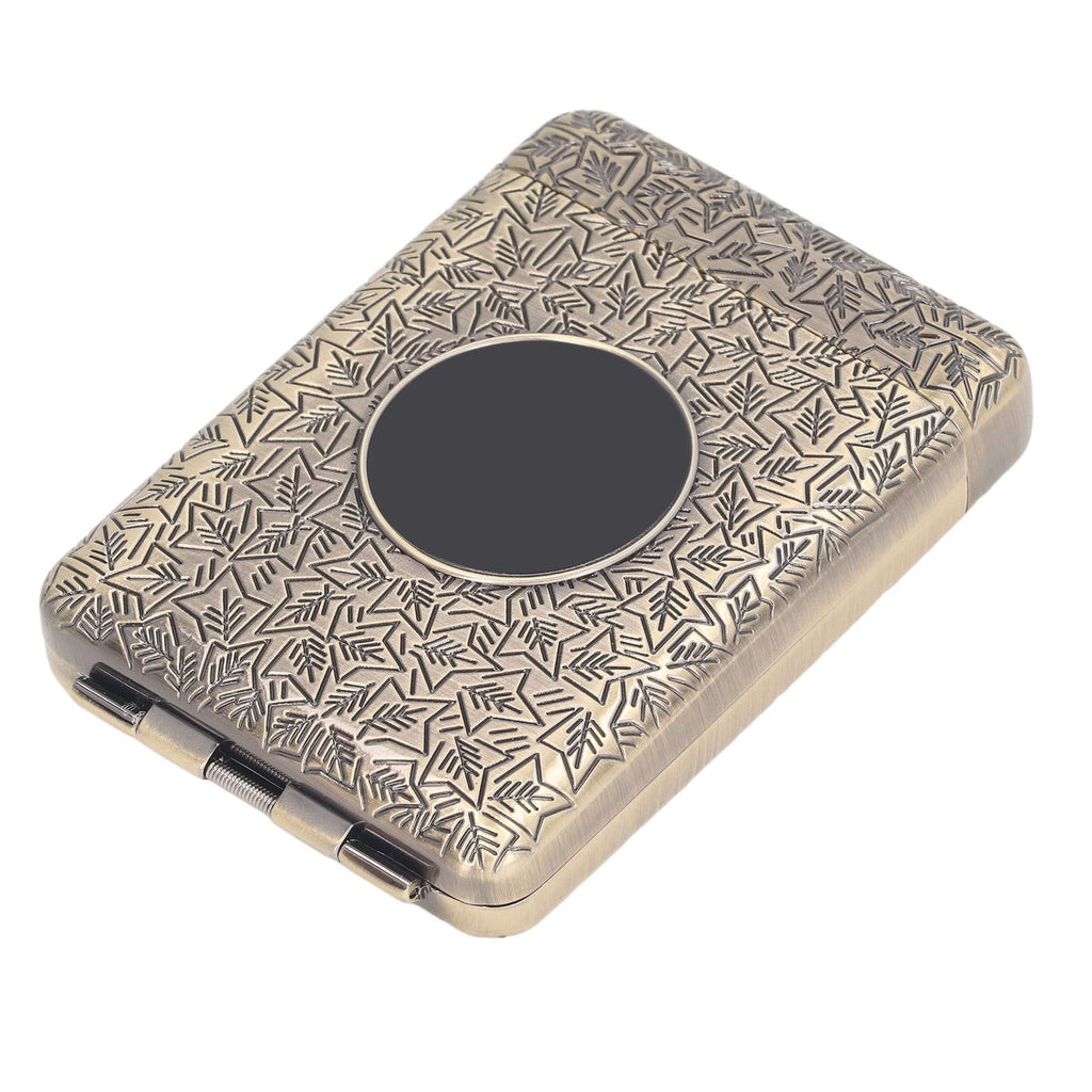 Retro Metal Cigarette Case Box 16 Capacity 3 Open Cigarette Case for Women Men Vintage Relief Pattern Bronze