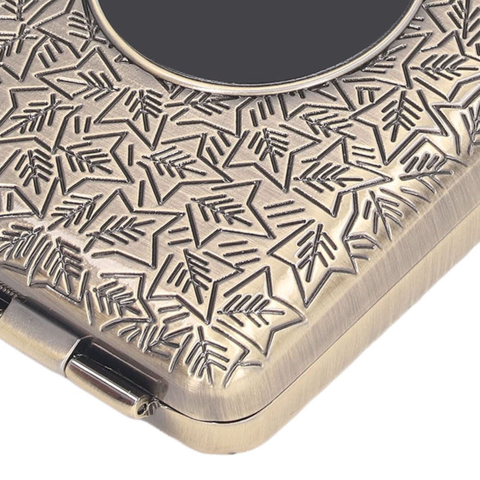Retro Metal Cigarette Case Box 16 Capacity 3 Open Cigarette Case for Women Men Vintage Relief Pattern Bronze