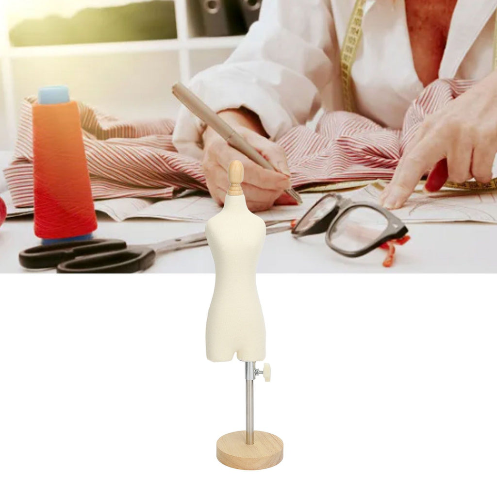 Dress Form Female Mannequin Torso Mini Dress Model with Wooden Base for Sewing Display Photo Teaching 1/4