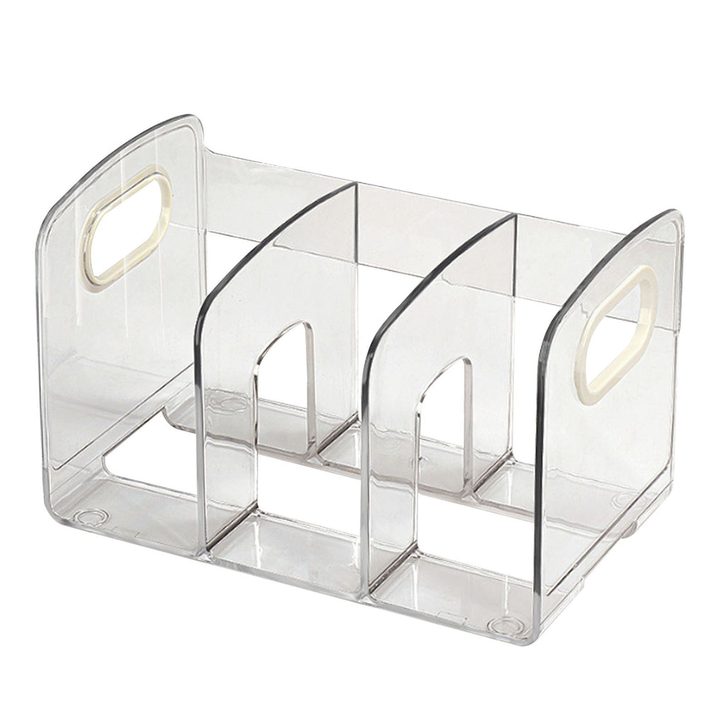 Book Organizer Desktop Book Rack File Holder Acrylic Tabletop Organizer for Study Office Transparent 3 Compartment (28x14x15cm/11x5.5x5.9in)