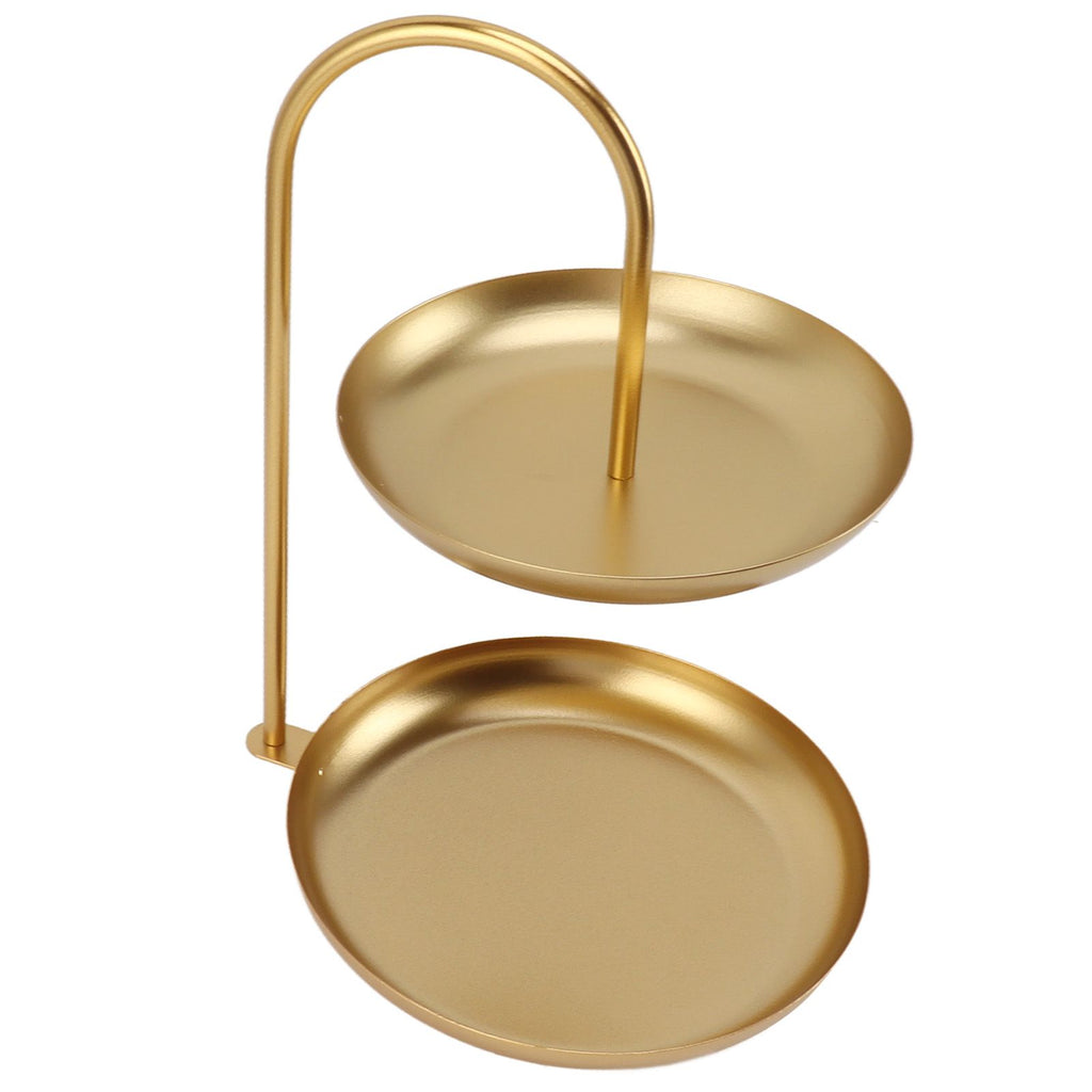 Dessert Rack Fruit Stand Round 2 Tier Iron Display Holder for Party Wedding Birthday Home Gold