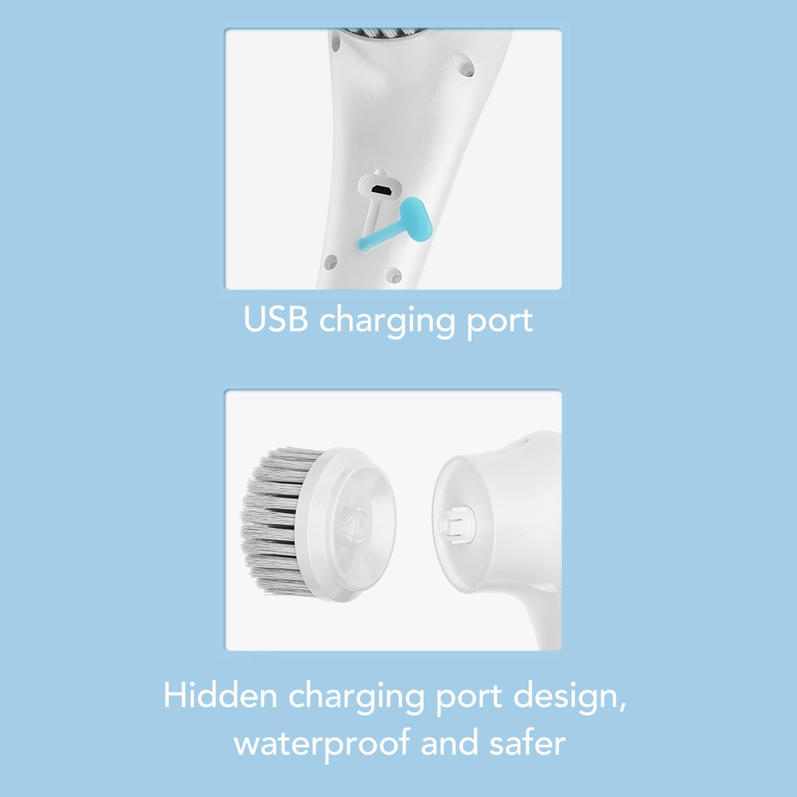 Handheld Electric Cleaning Brush Multifunctional with 5 Replacement Brush Heads Cordless Handheld Scrubber for Dish Sofa Carpet Kitchen Bathroom