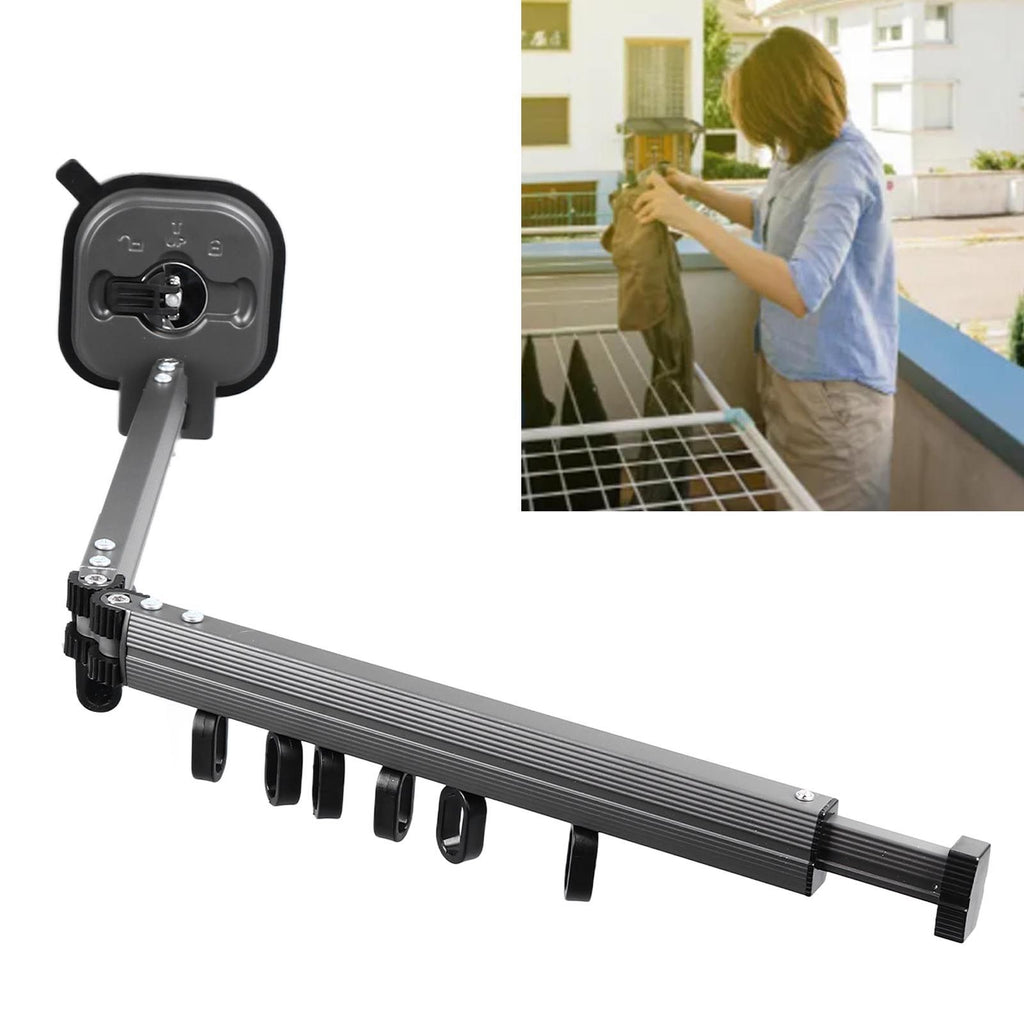 Retractable Clothes Drying Rack Wall Mount Drill Free Bifold Windproof Space Saver Suction Cup Clothes Hanger for Laundry