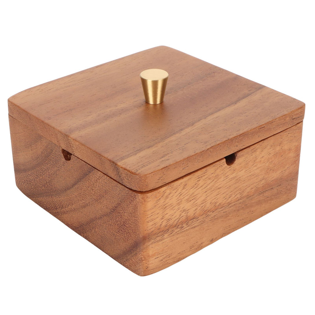 Cigar Ashtray with Lid Walnut Wood Windproof Decorative Desktop Cigarettes Ashtray for Outdoor Patio Indoor Home and Office Silver
