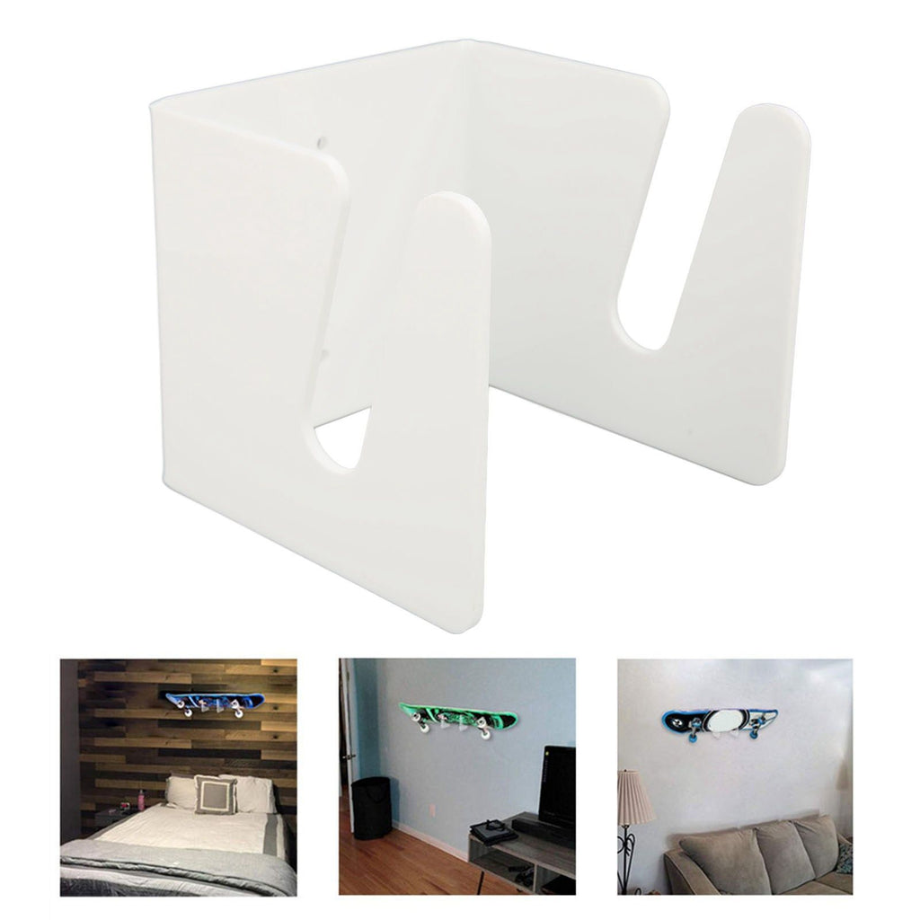 Skateboard Wall Mount Acrylic Display Storage Holder Hanger Home Decoration for Indoor White