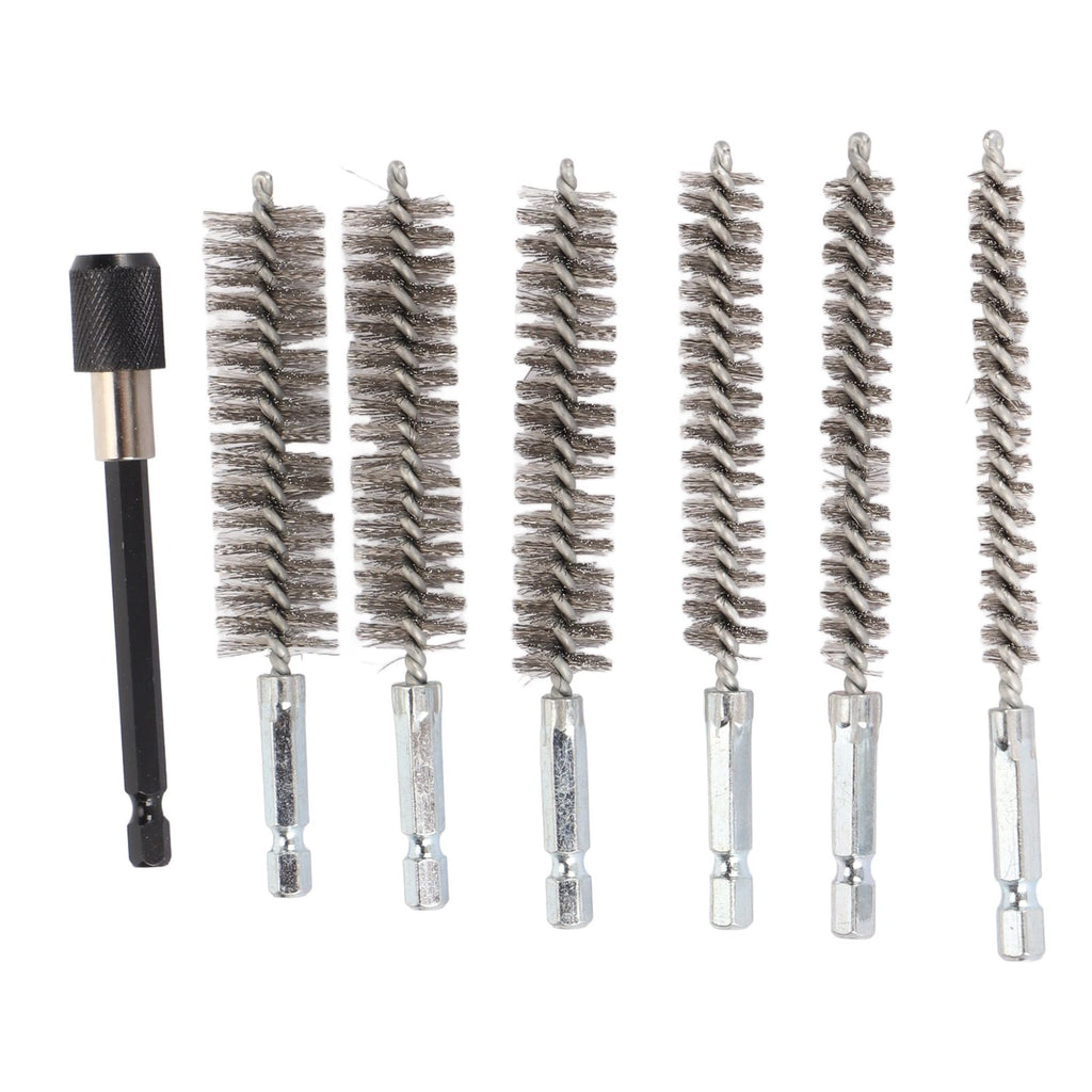7Pcs Stainless Steel Bore Brush Stainless Steel Bristles Wire Brush in Different Sizes for Power Drill Cleaning