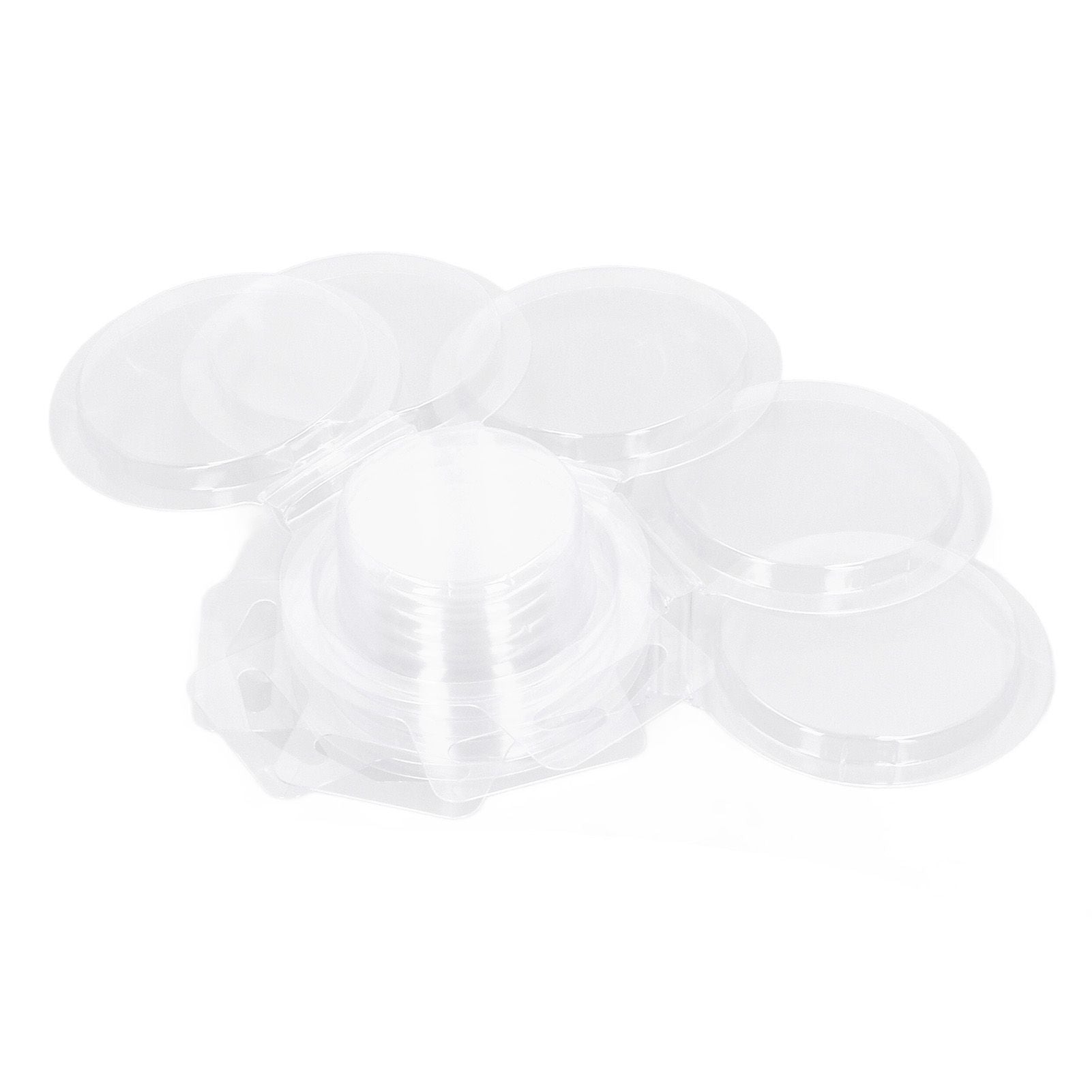 100PCS Wax Melt Molds Calmshell PET Separate Transparent Hanging Hole Empty Wax Melt Container for DIY Candles Chocolate Round