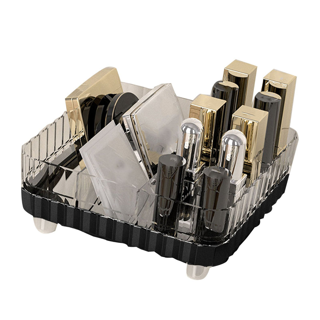 Makeup Organizer with Multiple Compartments Anti Slip Plastic Vanity Makeup Organizer for Cosmetics Lipsticks Jewelry Transparent Black