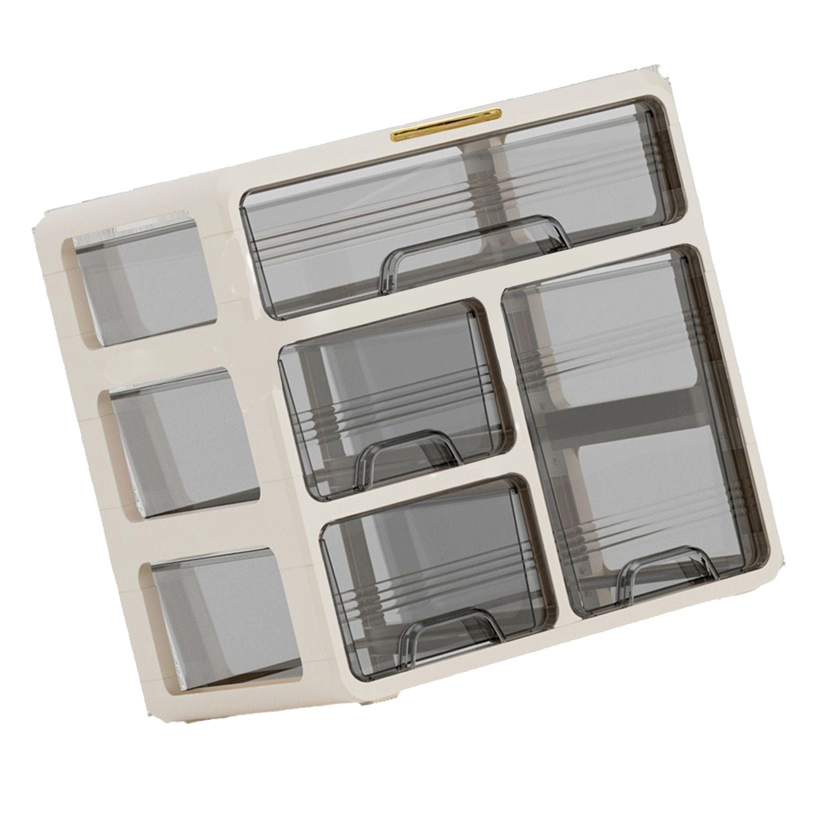 Desk Organizer with Drawer Plastic Desk Storage Box Desktop Organization for Home Collection Cosmetics Office Supplies Cream 3 Layer
