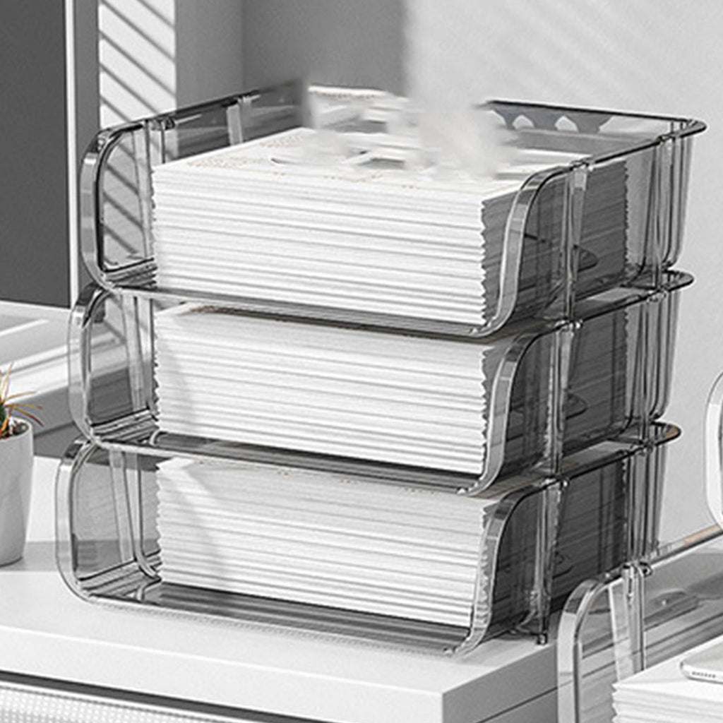 Transparent Desktop Stationery Organizer Stackable Stationery Files Storage Shelf Desktop Organizer L 26.5x33.2x8.5cm