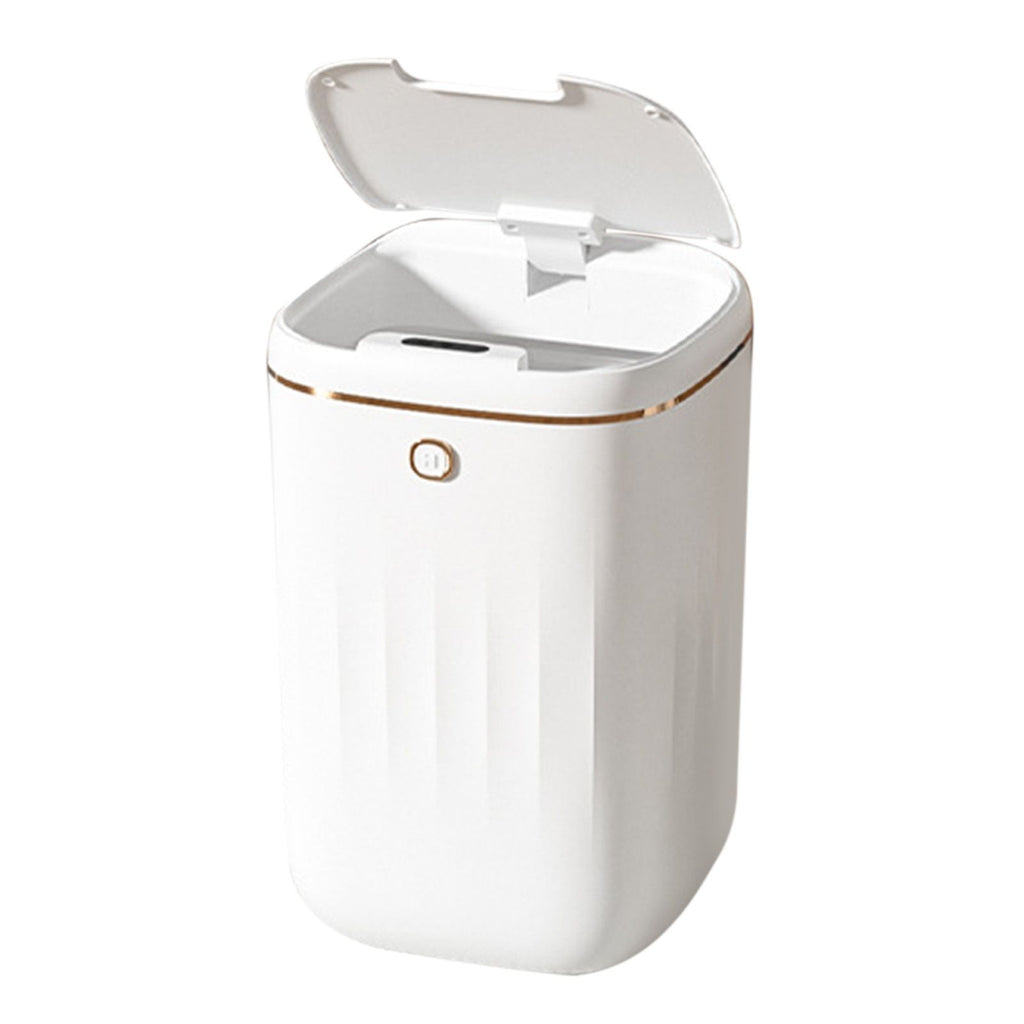 Automatic Trash Can 20L Touchless Sensor Easy Clean PP Waterproof Electric Garbage Bin for Kitchen Bathroom White Golden Battery Free