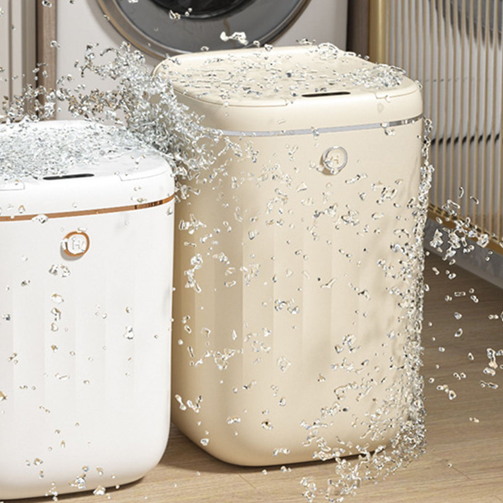 Automatic Trash Can 20L Touchless Sensor Easy Clean PP Waterproof Electric Garbage Bin for Kitchen Bathroom Cream White Battery Powered