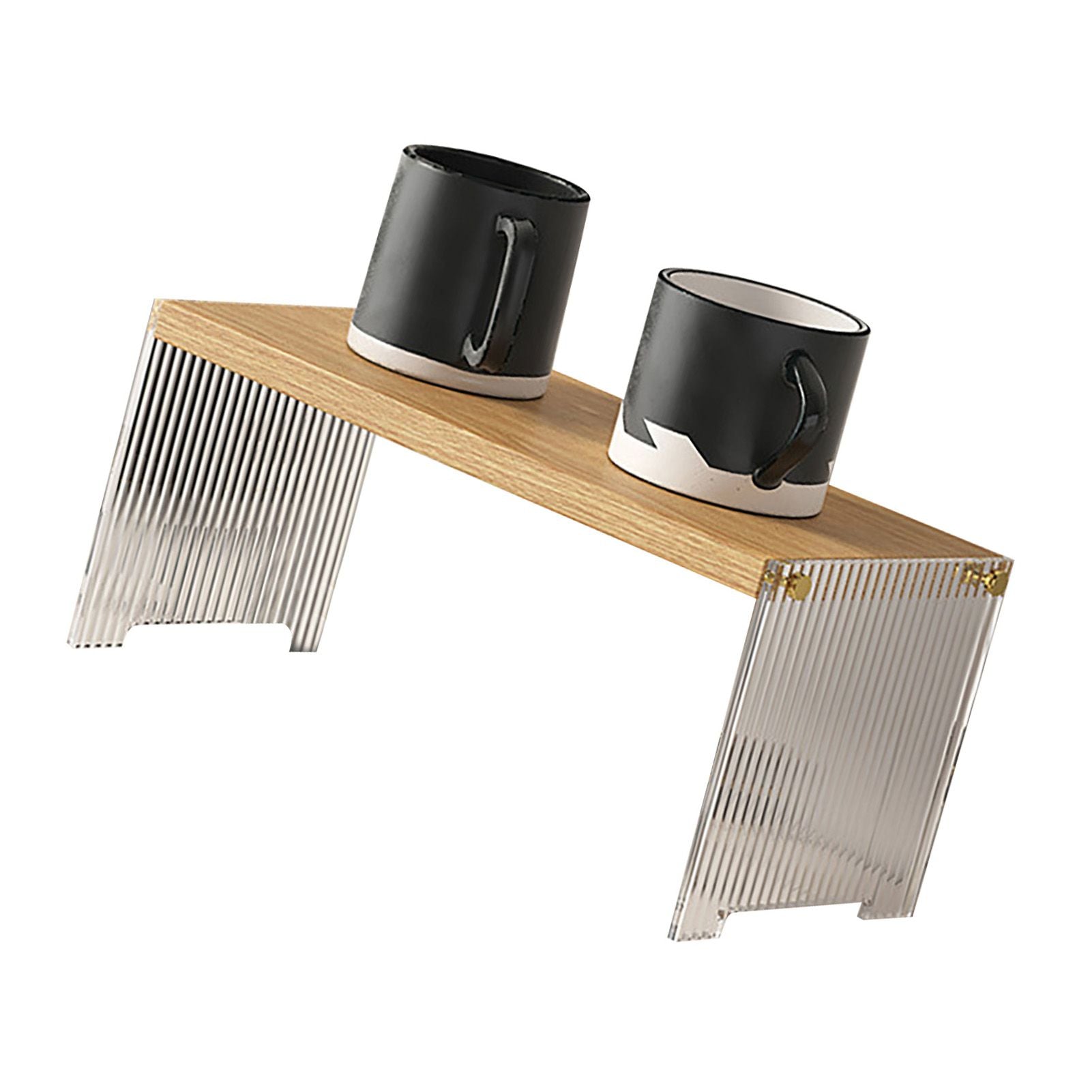 Coffee Mug Storage Shelf Stable Support Large Capacity Countertop Organizer for Living Room Bedroom Wood Color 1 Tier