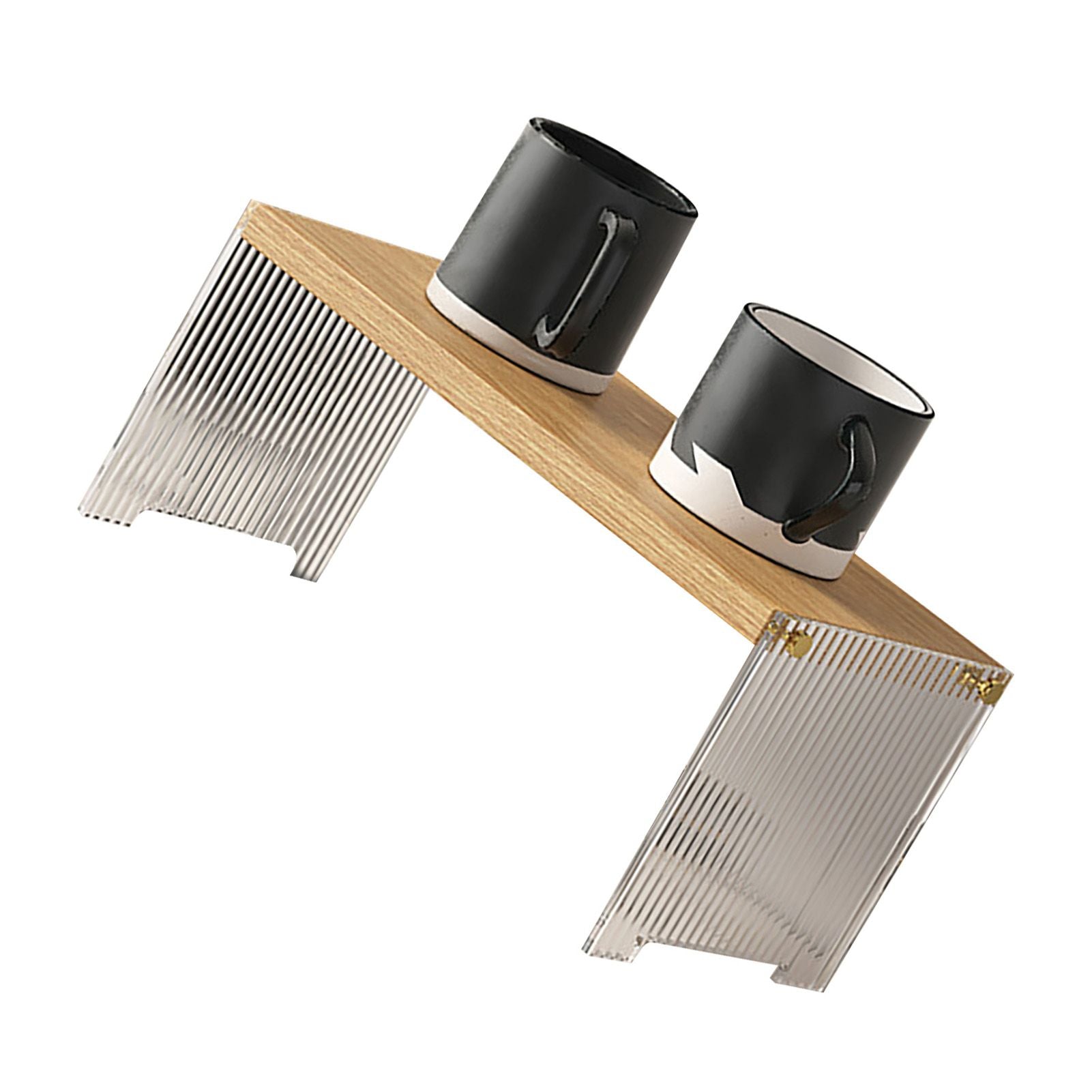 Coffee Mug Storage Shelf Stable Support Large Capacity Countertop Organizer for Living Room Bedroom Wood Color 1 Tier
