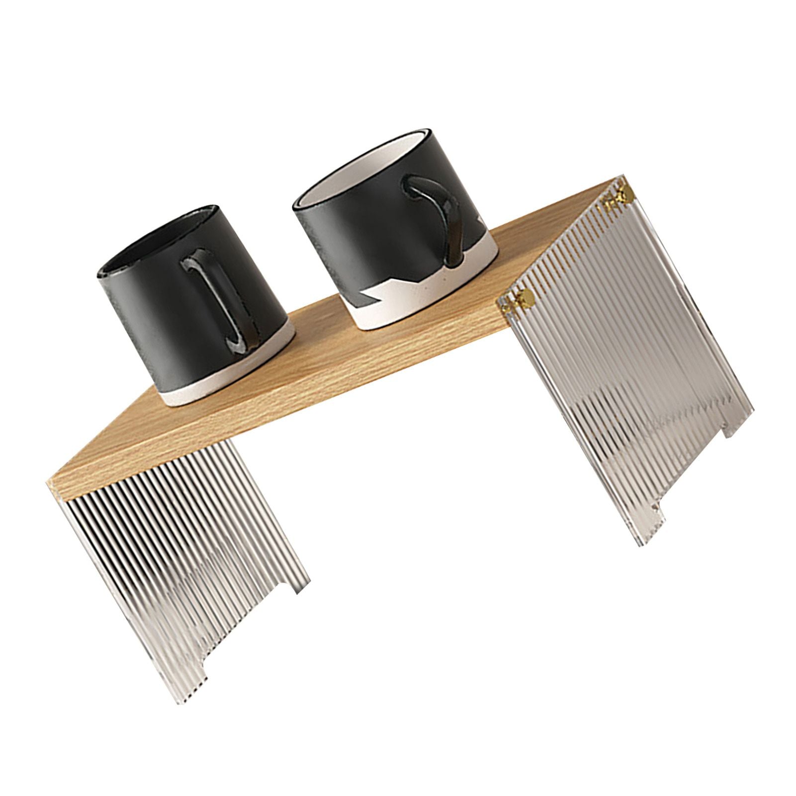 Coffee Mug Storage Shelf Stable Support Large Capacity Countertop Organizer for Living Room Bedroom Wood Color 1 Tier