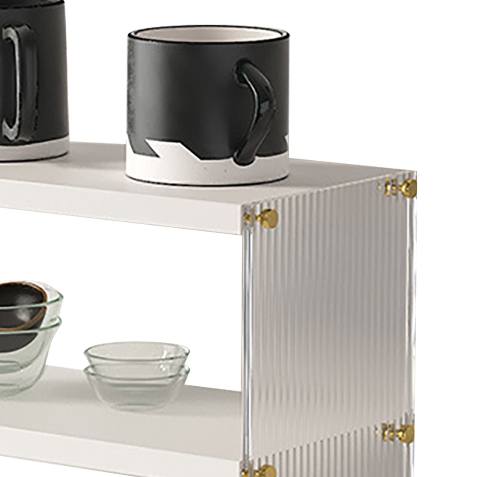 Coffee Mug Storage Shelf Stable Support Large Capacity Countertop Organizer for Living Room Bedroom White 2 Tier