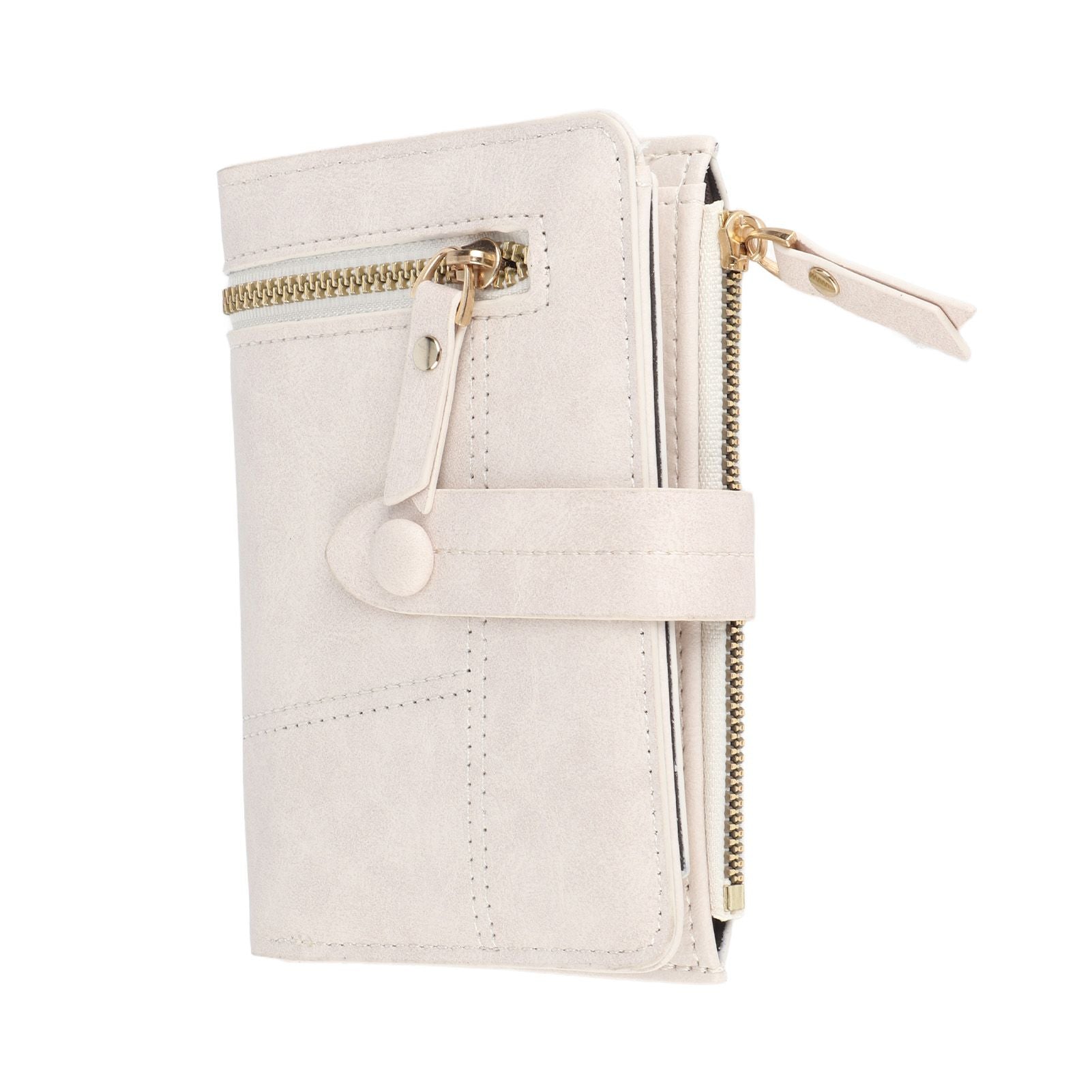Women Wallet PU Leather Short Small Size Multiple Slots Card Holder Coin Purse for Daily Life White