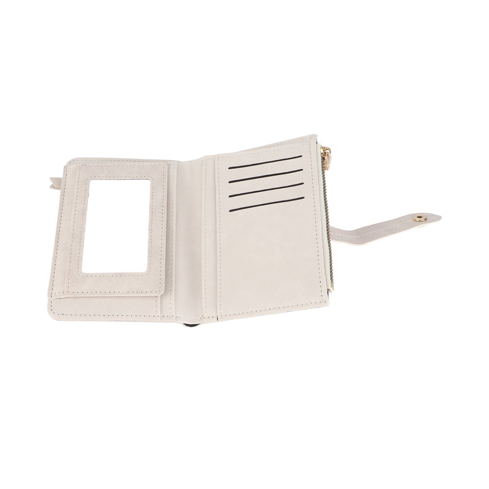 Women Wallet PU Leather Short Small Size Multiple Slots Card Holder Coin Purse for Daily Life White