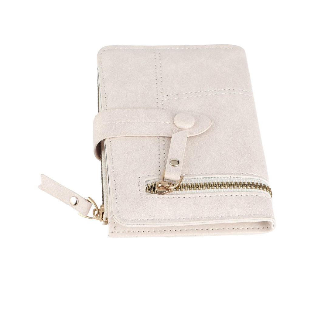 Women Wallet PU Leather Short Small Size Multiple Slots Card Holder Coin Purse for Daily Life White