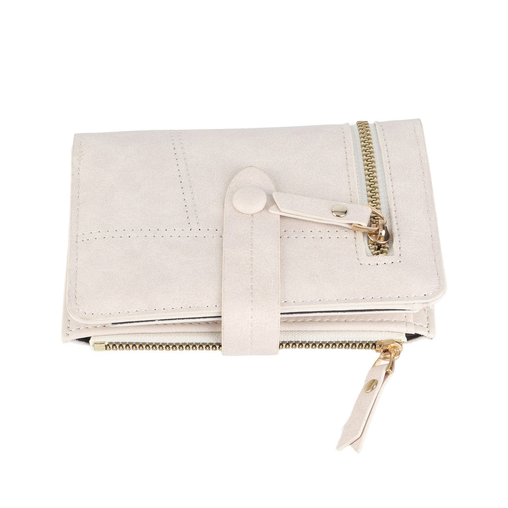 Women Wallet PU Leather Short Small Size Multiple Slots Card Holder Coin Purse for Daily Life White
