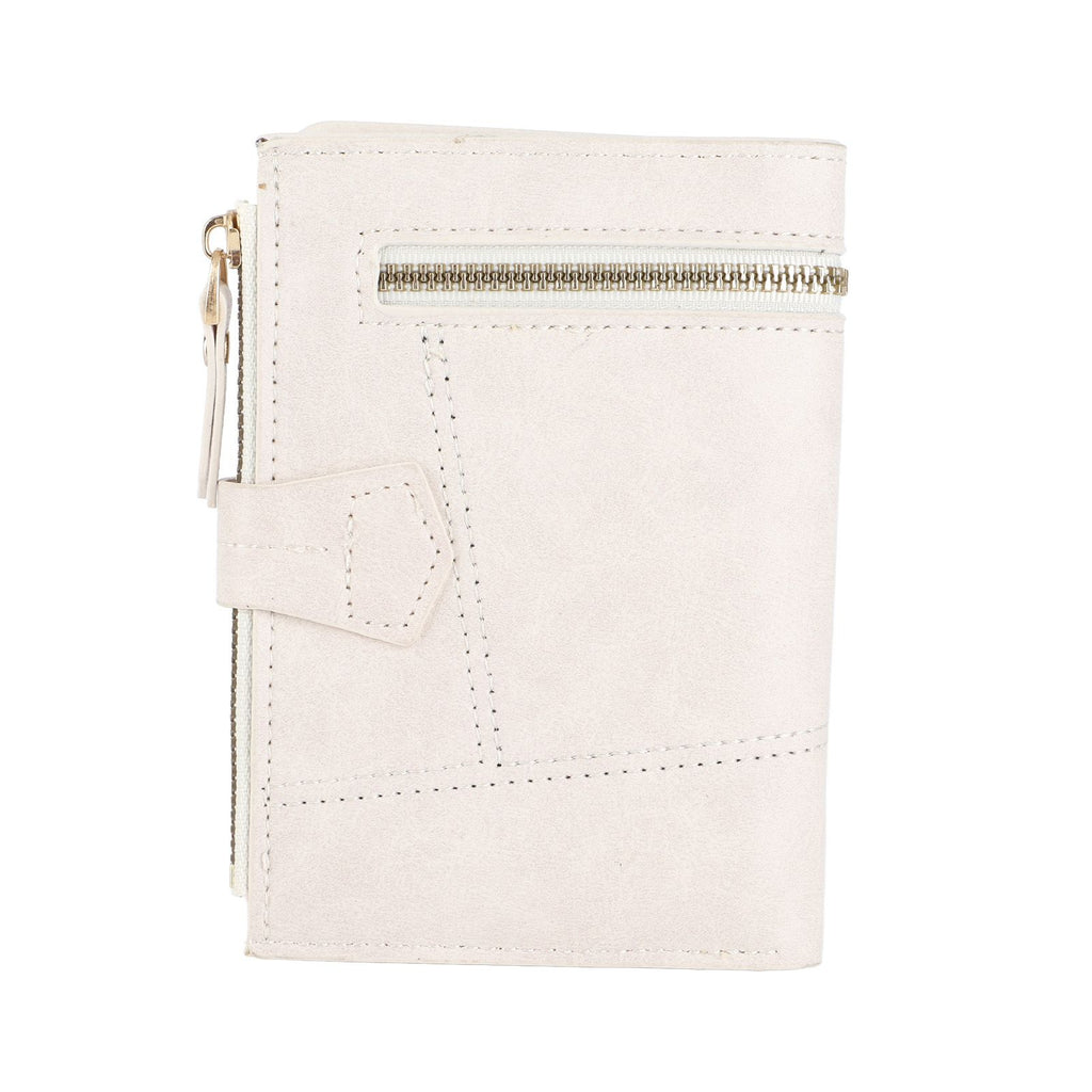 Women Wallet PU Leather Short Small Size Multiple Slots Card Holder Coin Purse for Daily Life White