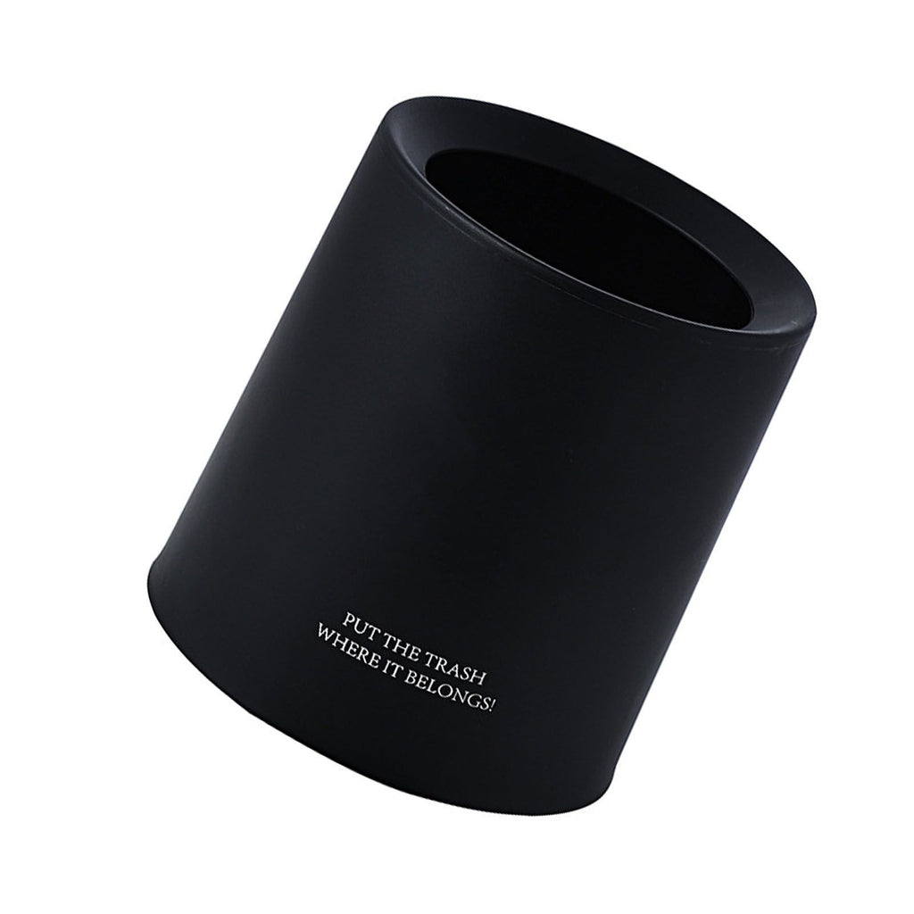 Desktop Trash Can Animal Pattern Cute Portable Mini Waste Basket for Study Office 1.5L Black