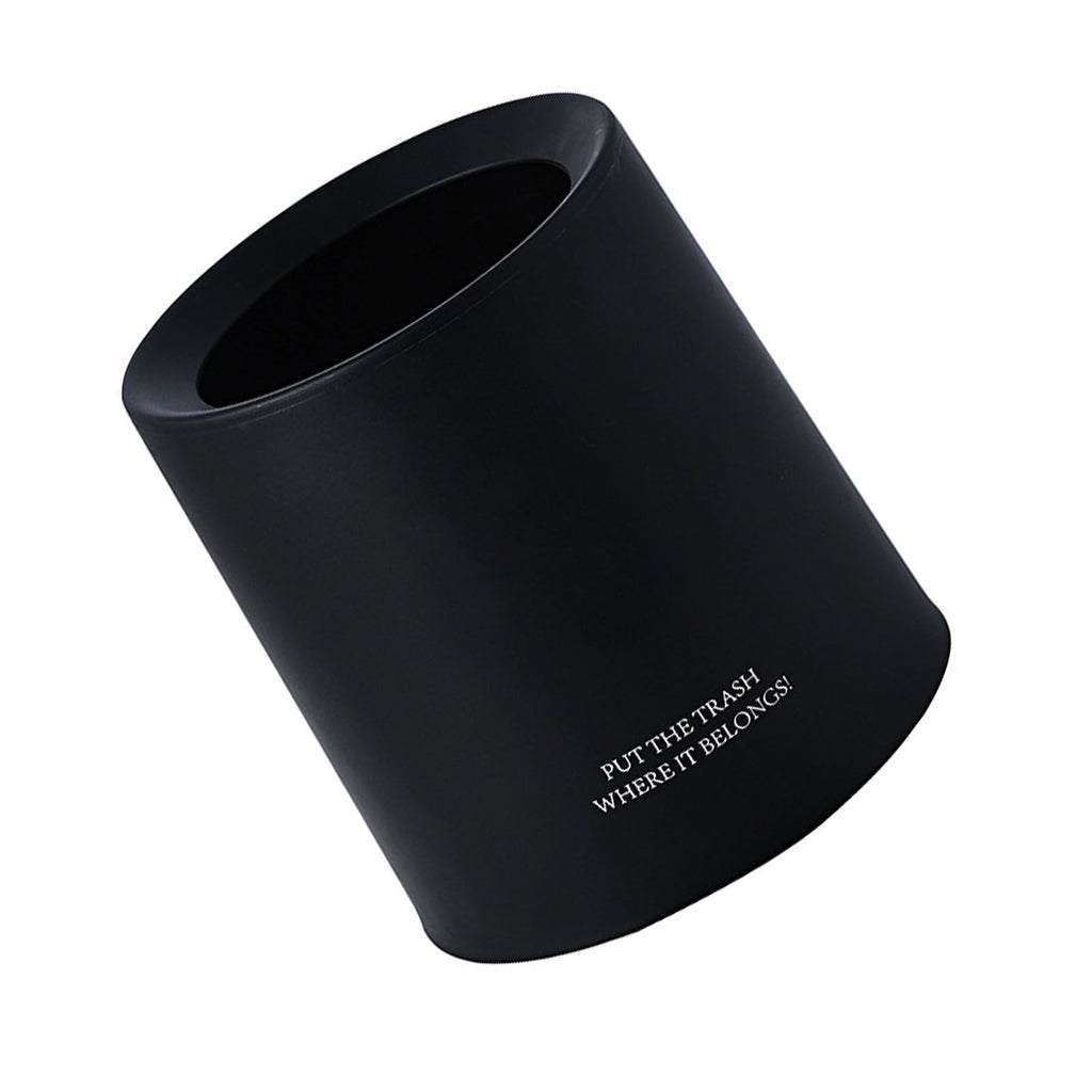 Desktop Trash Can Animal Pattern Cute Portable Mini Waste Basket for Study Office 1.5L Black