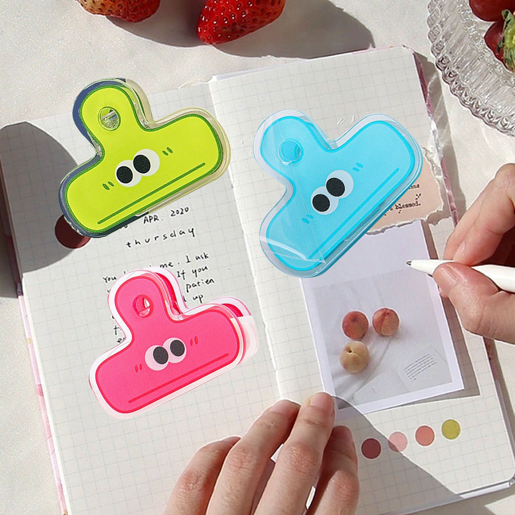 Stationery Clip Plastic Cute Cartoon Double Sided Multifunctional Long Tail Document Clamps For Office Supplies Binder Paper Red Expression