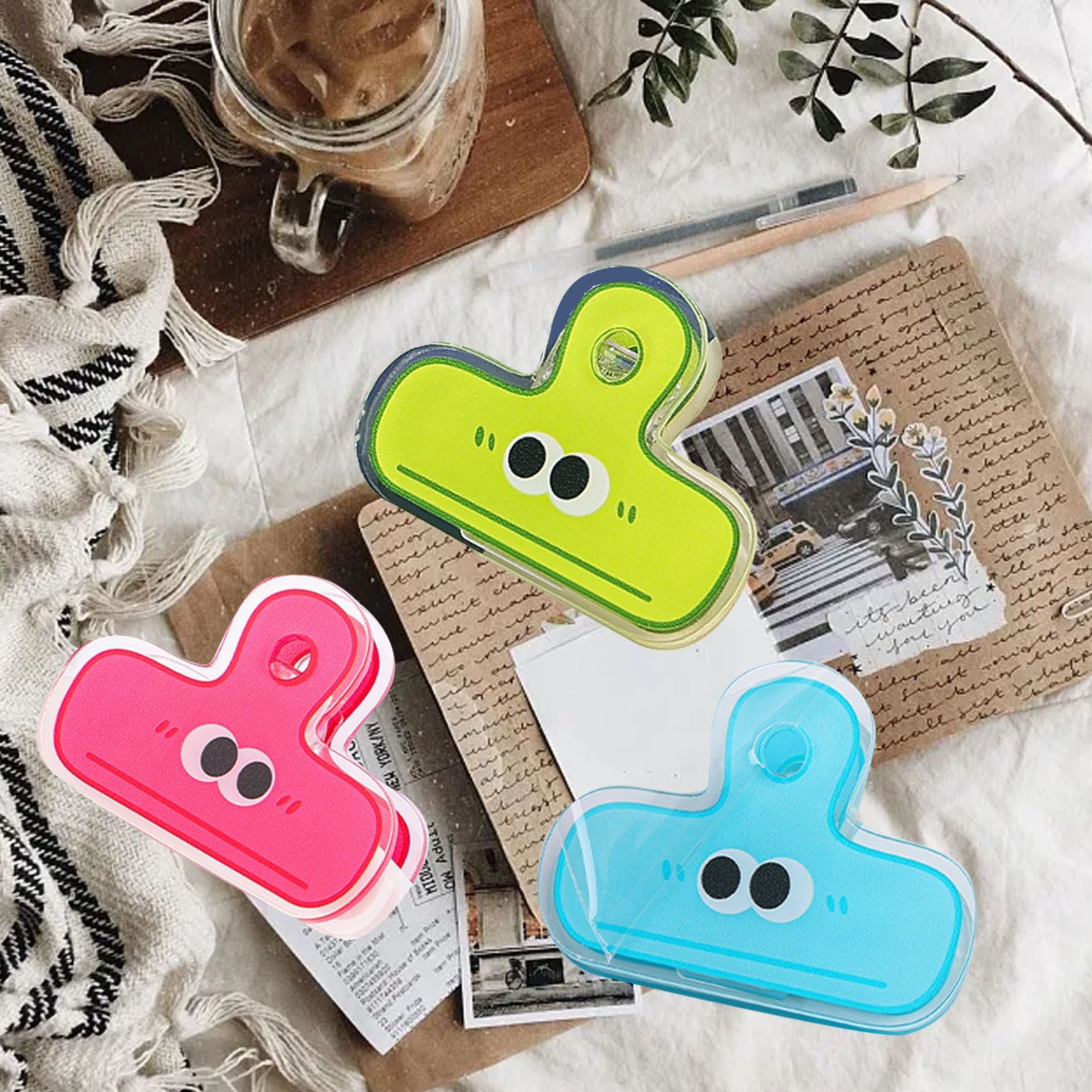 Stationery Clip Plastic Cute Cartoon Double Sided Multifunctional Long Tail Document Clamps For Office Supplies Binder Paper Red Expression