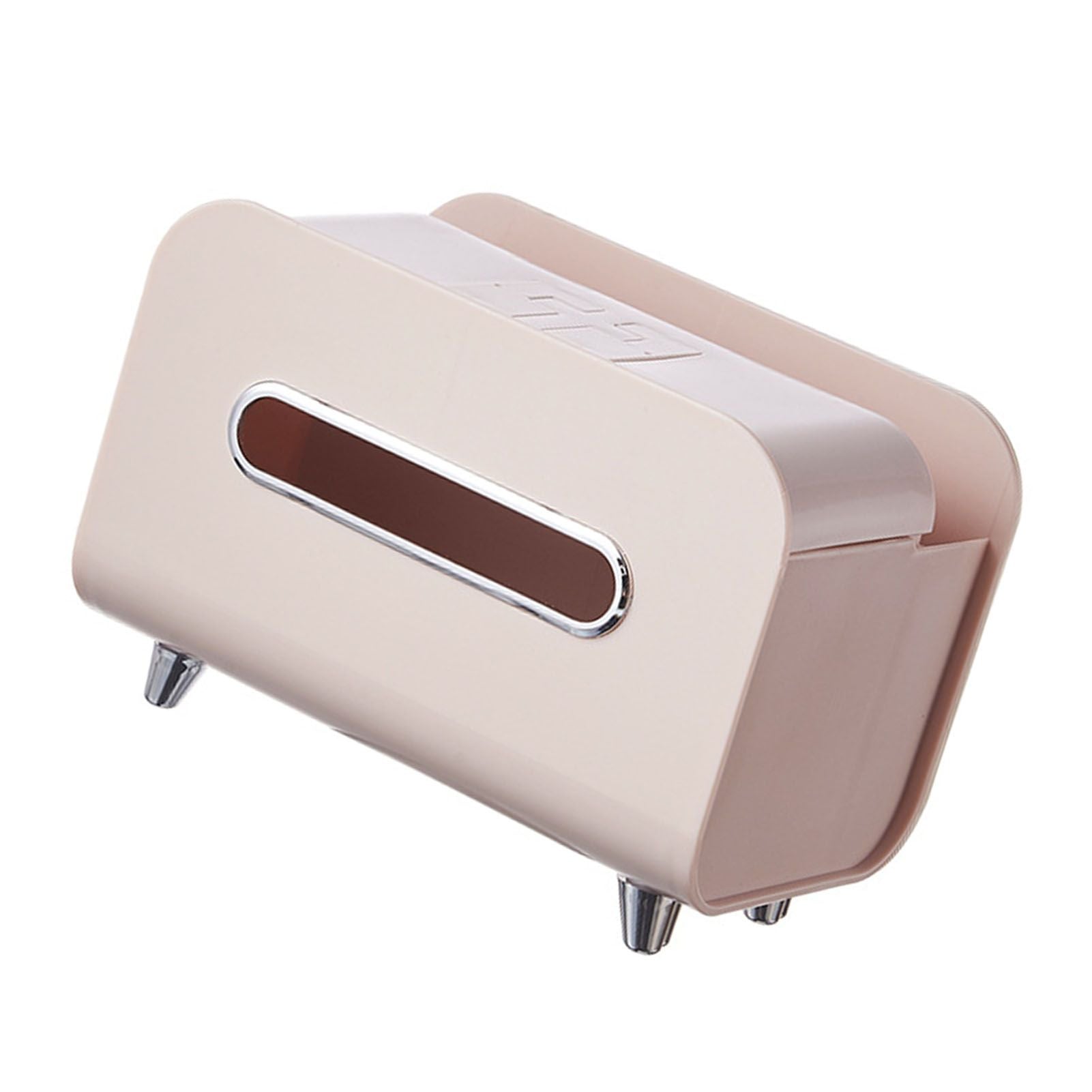 Desktop Tissue Box Multifunction Tissue Storage Dispenser with Phone Holder Remote Control Organizer Pink