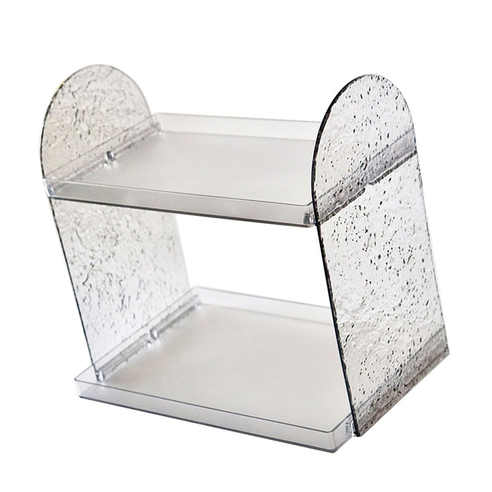 2 Tier Desk Organizer Double Layer Storage Rack Transparent Desktop Stand Holder for Stationery Cosmetic Transparent Grey