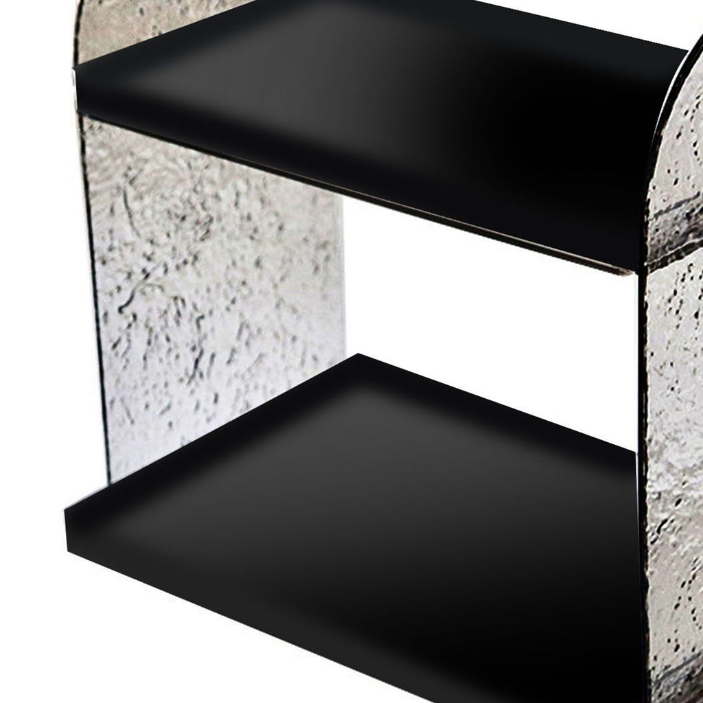 2 Tier Desk Organizer Double Layer Storage Rack Transparent Desktop Stand Holder for Stationery Cosmetic Glossy Black