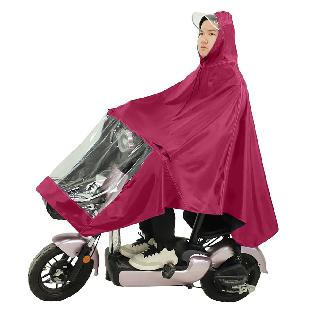 Motorcycle Rain Poncho Rainstorm Protection Unisex Single Oxford Cloth Motorcycle Adult Raincoat for Electric Bike Jujube Red