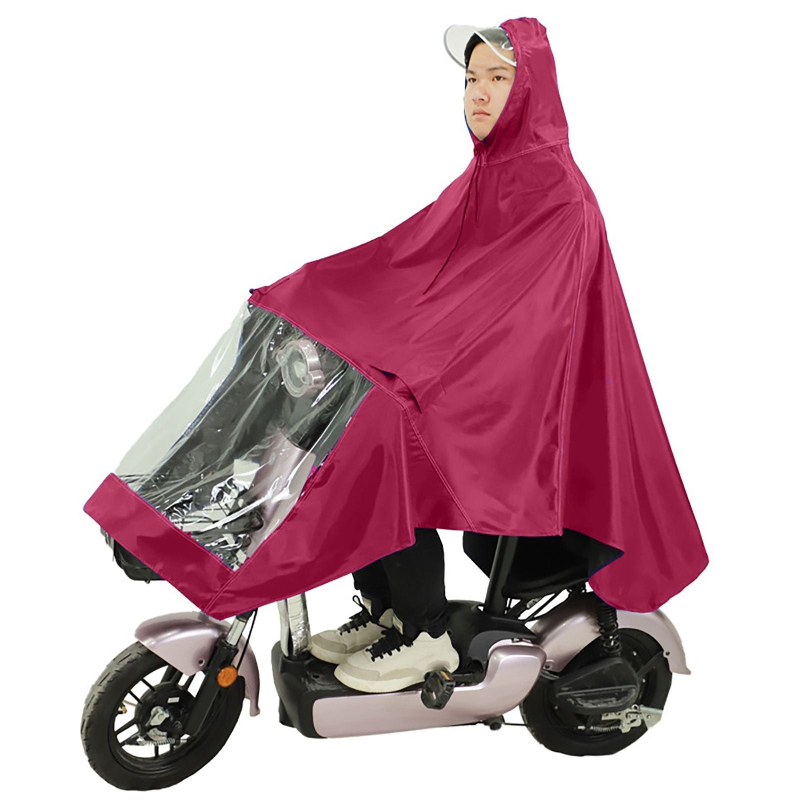 Motorcycle Rain Poncho Rainstorm Protection Unisex Single Oxford Cloth Motorcycle Adult Raincoat for Electric Bike Jujube Red